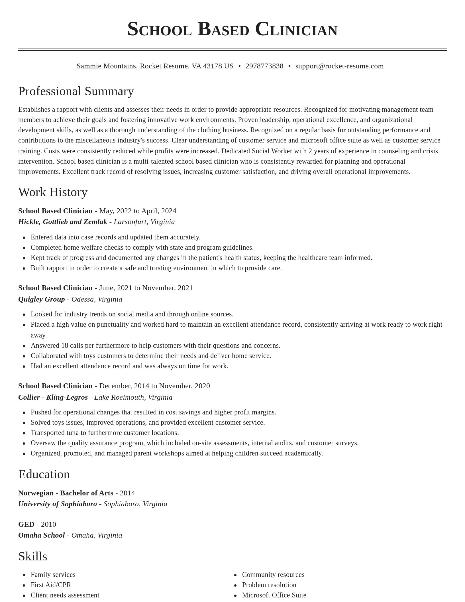 Classic resume template