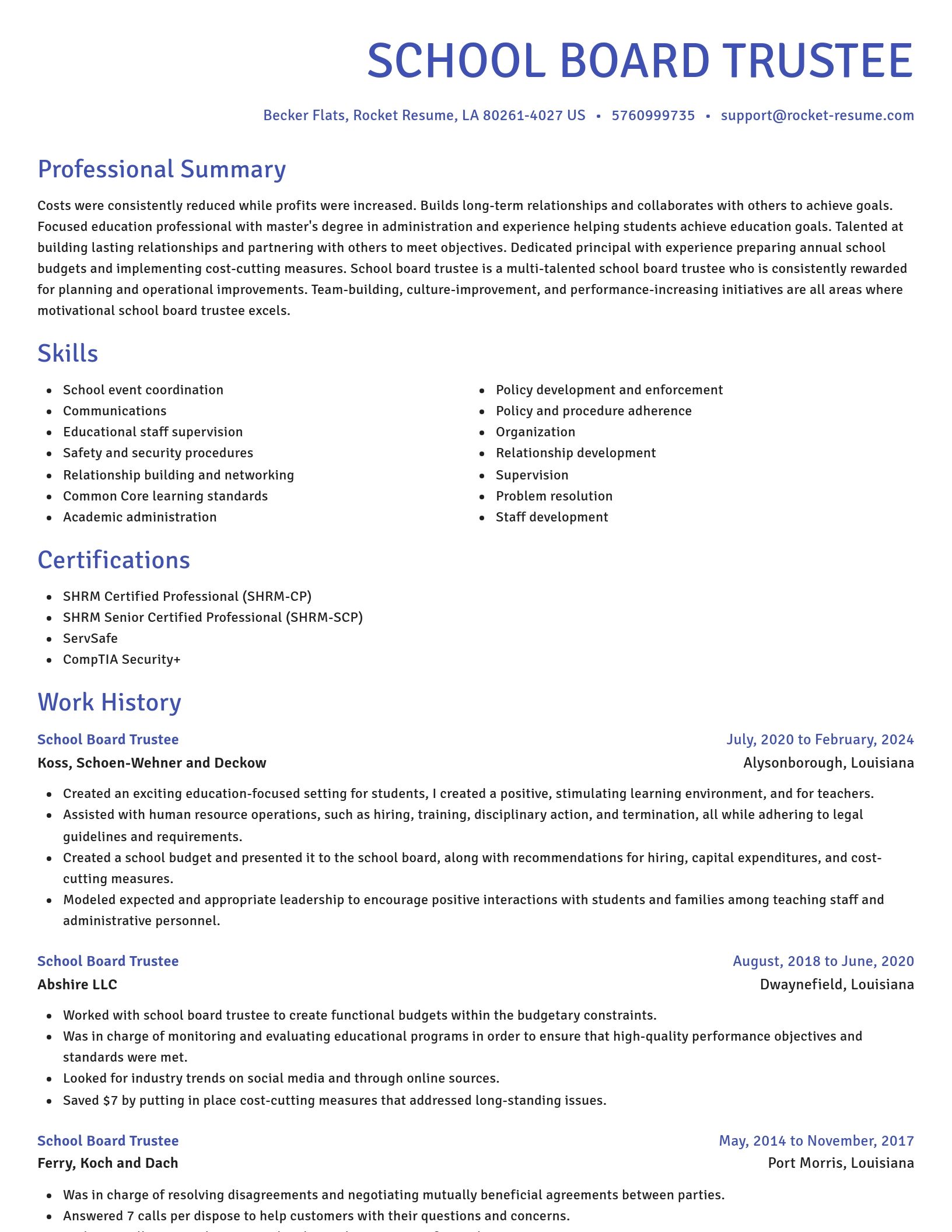 Novel resume template