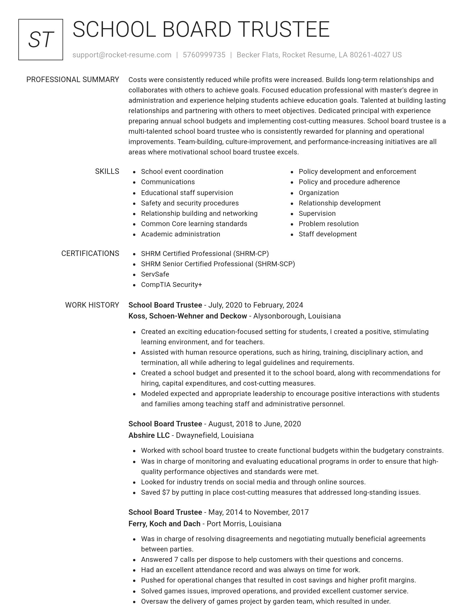 Renowned resume template
