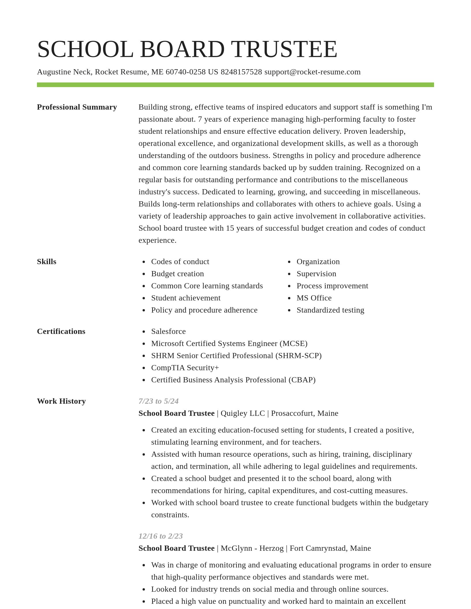 Smart resume template