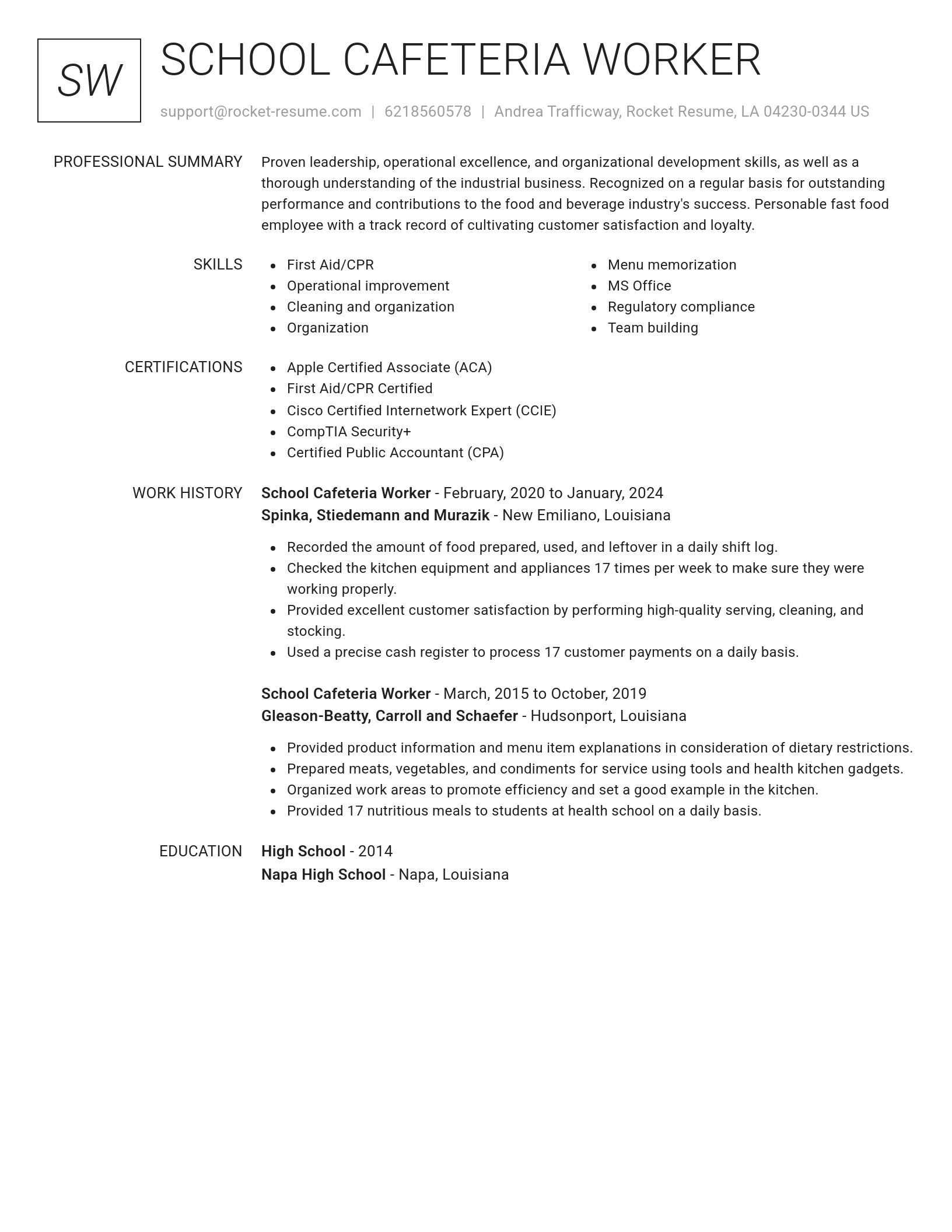 Renowned resume template