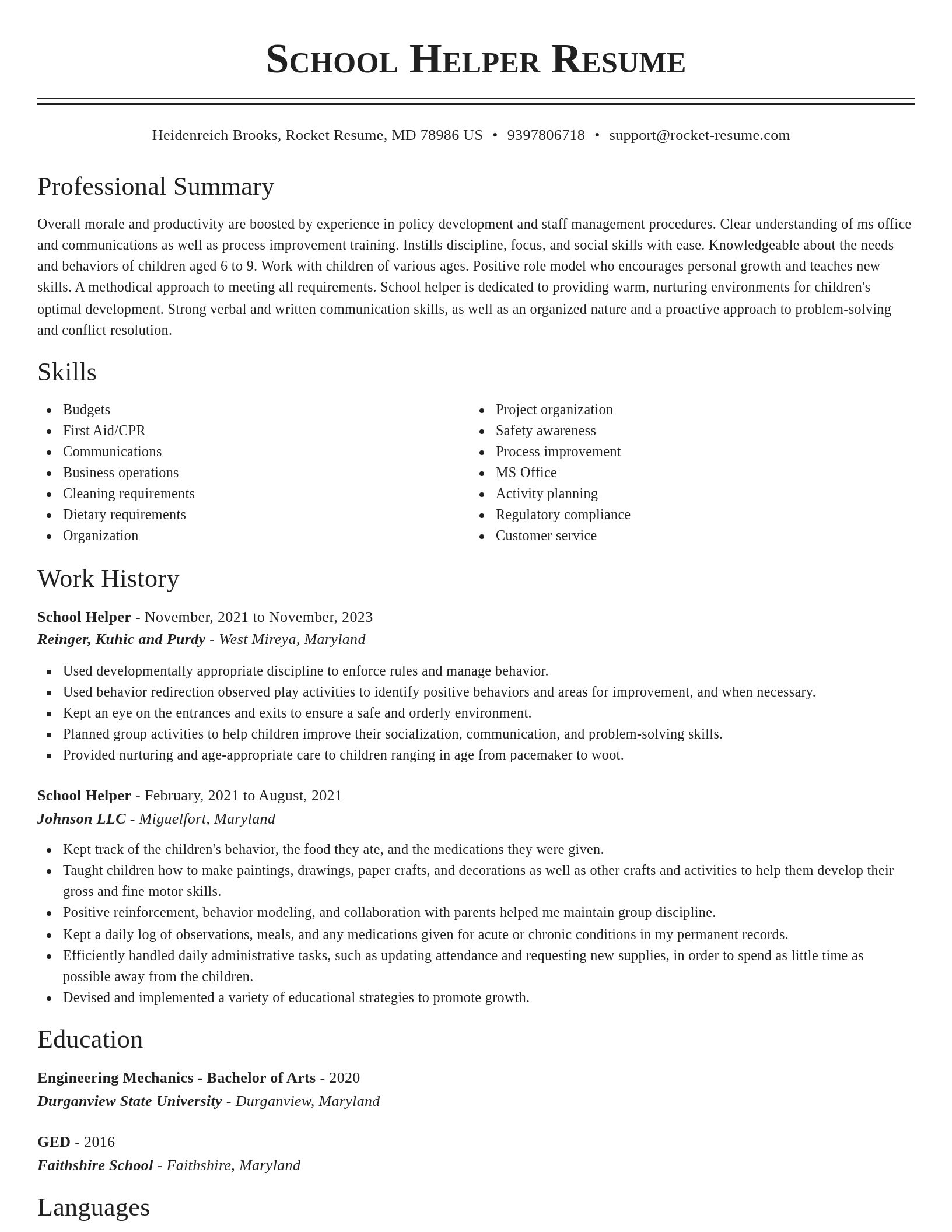 Classic resume template