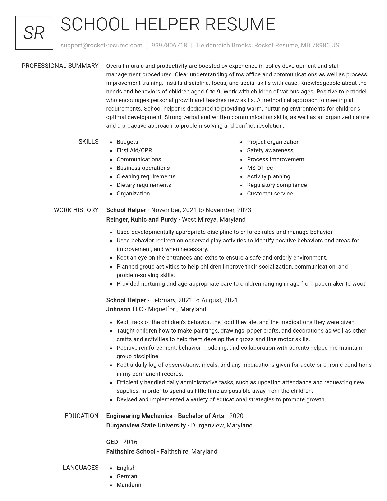 Renowned resume template