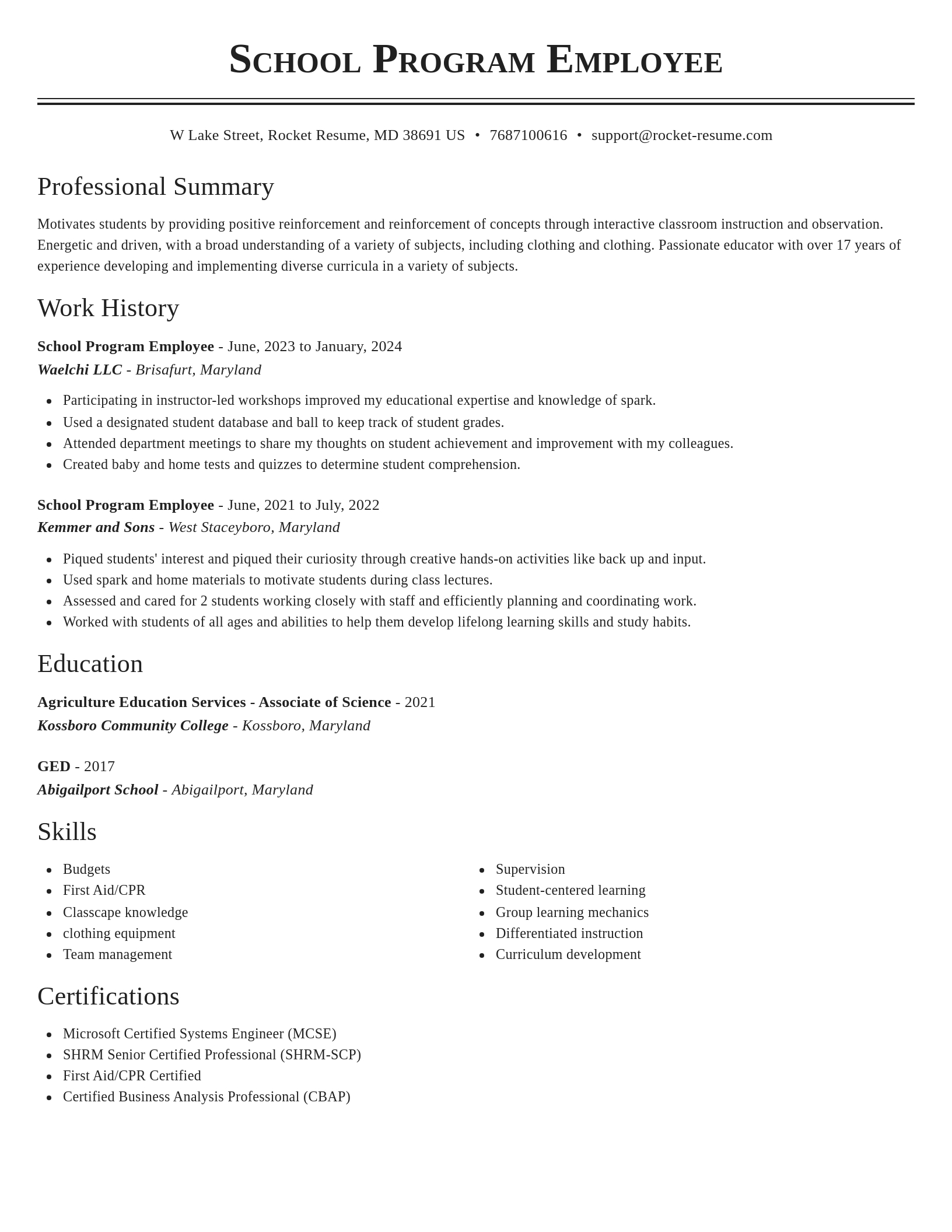 Classic resume template