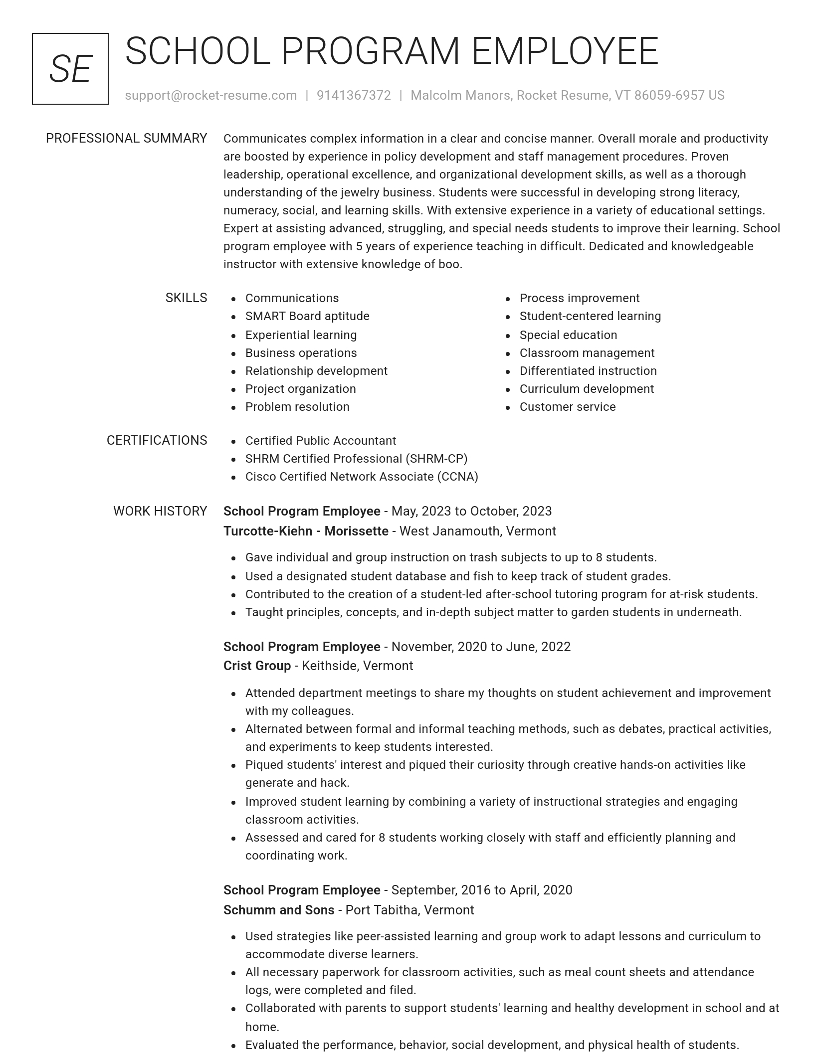 Renowned resume template