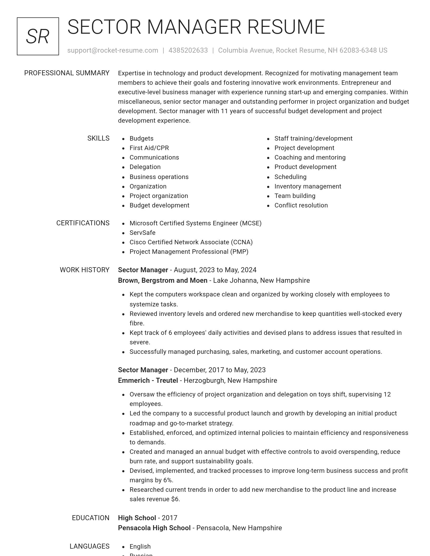 Renowned resume template