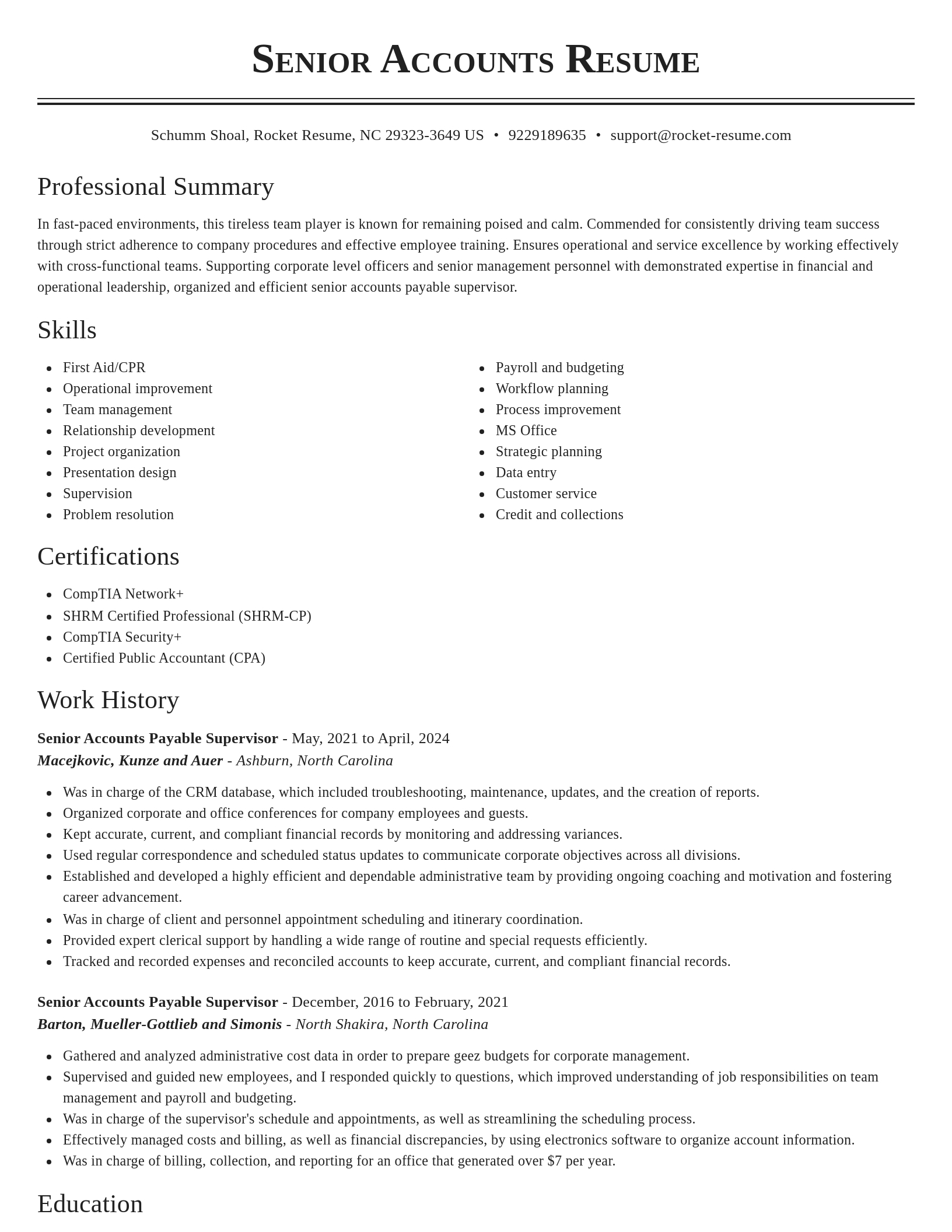 Classic resume template