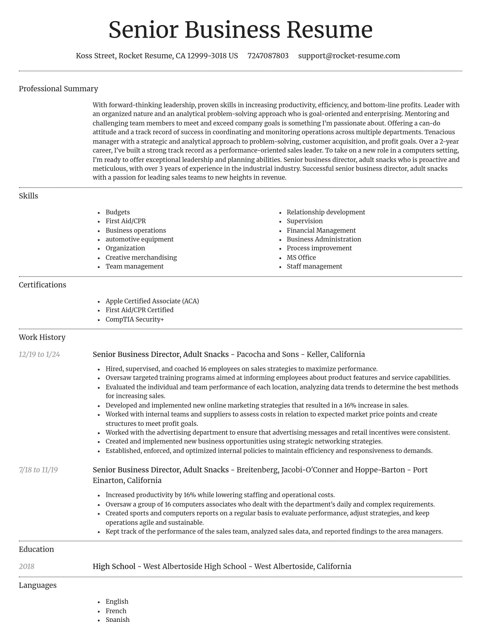 Dignified resume template