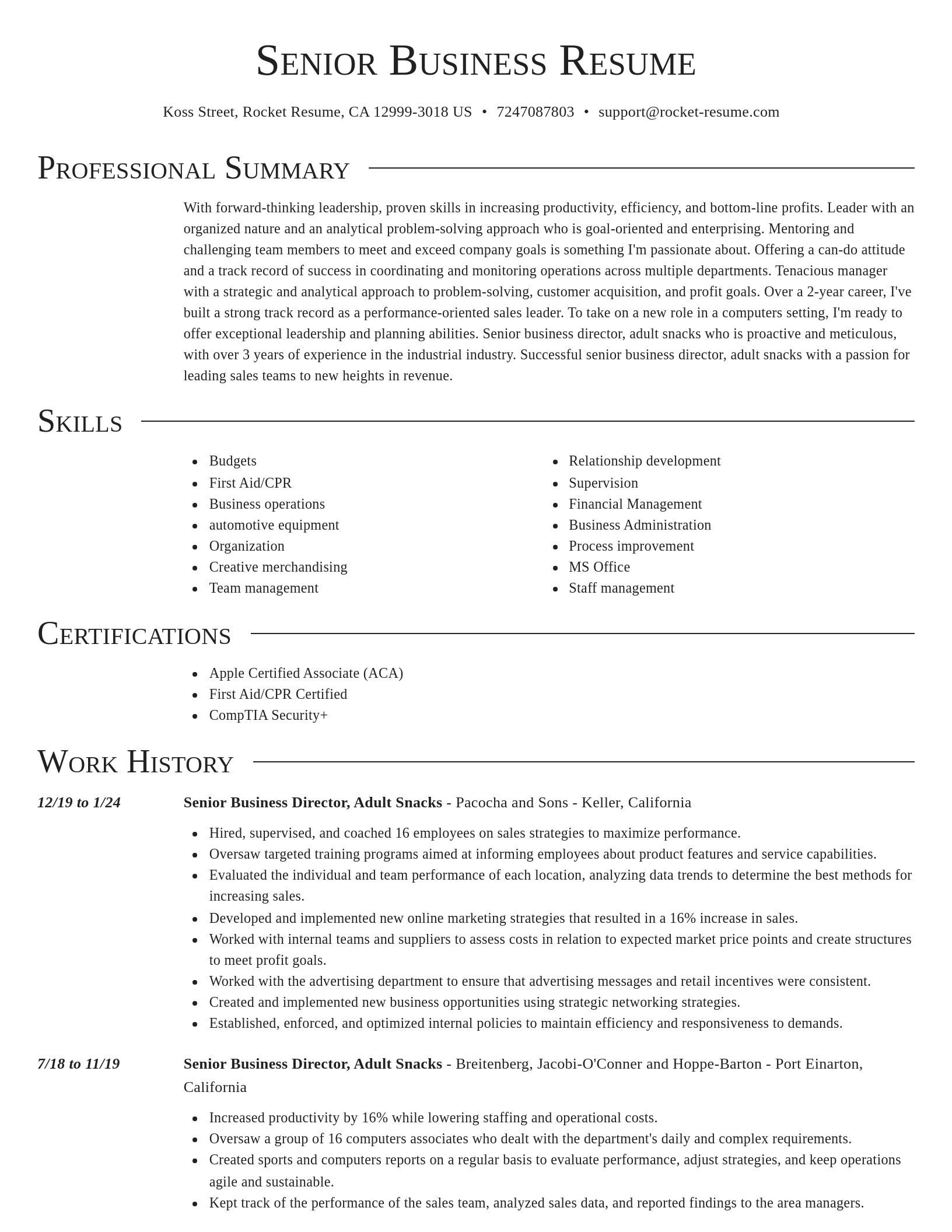 Director resume template