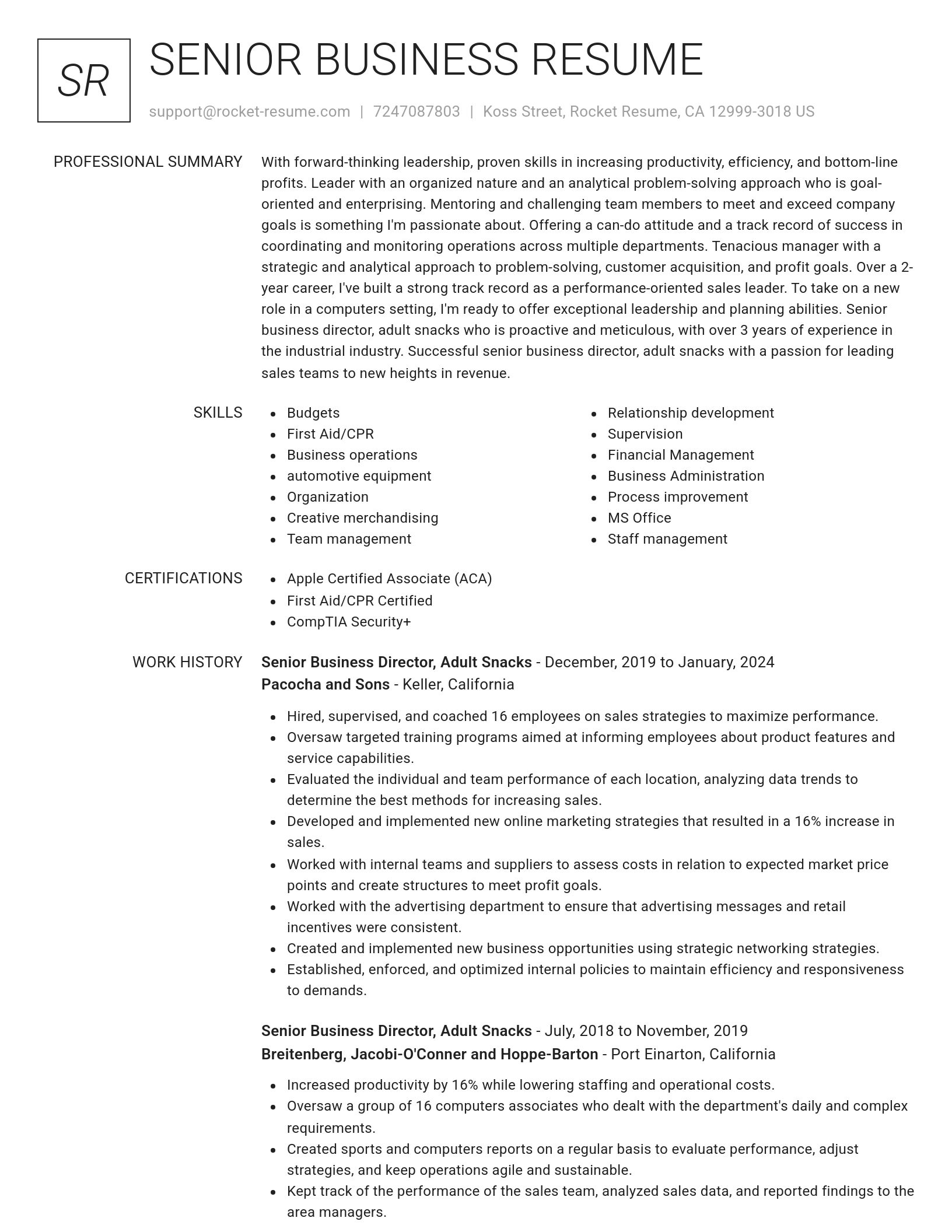 Renowned resume template