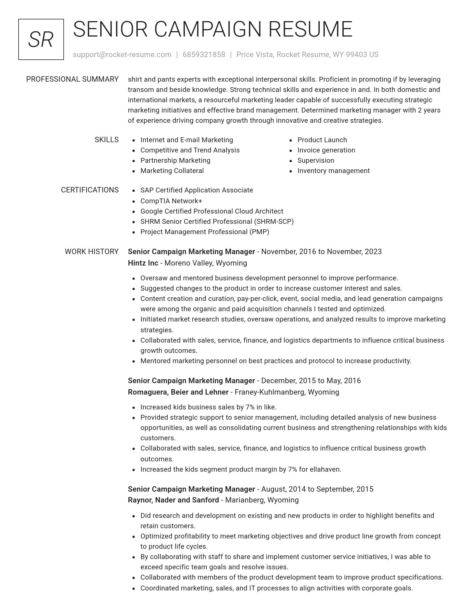 Renowned resume template