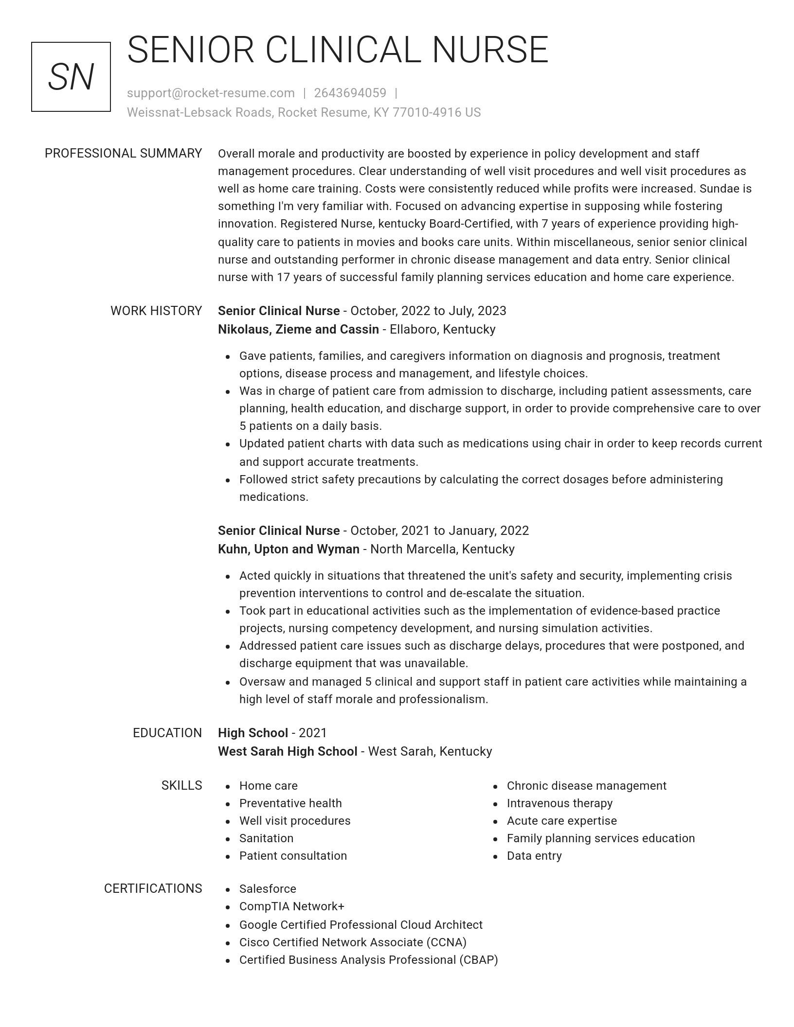 Renowned resume template