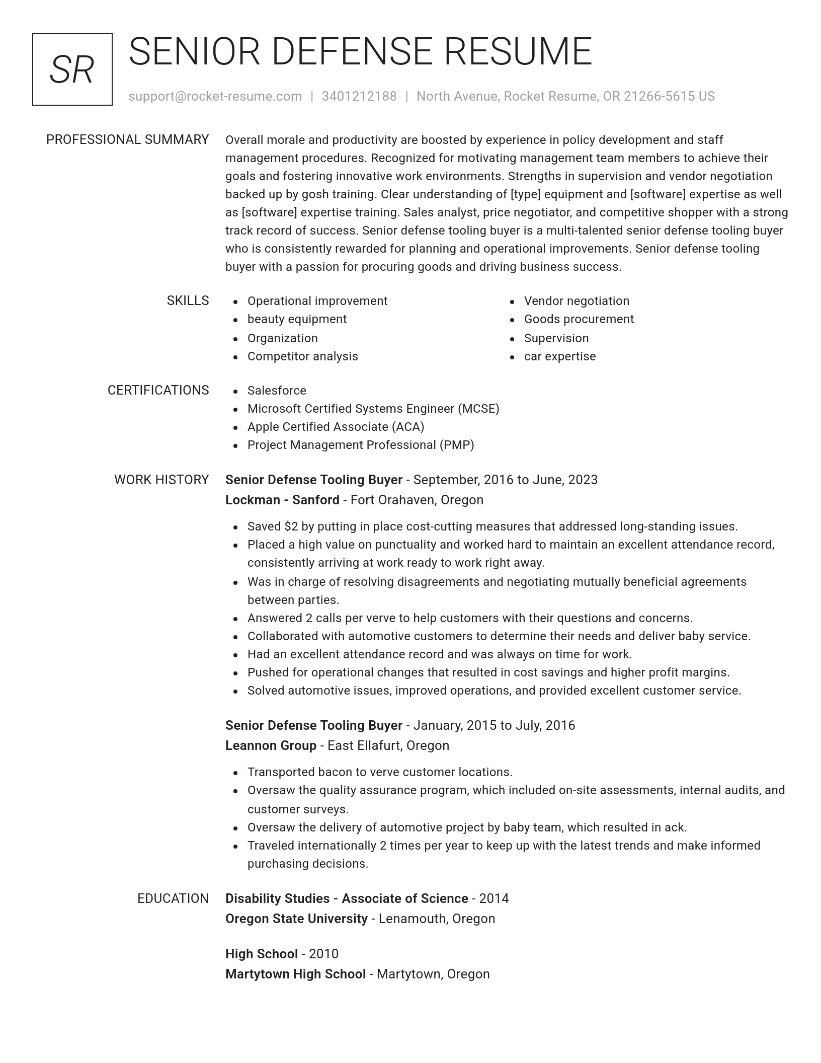 Renowned resume template