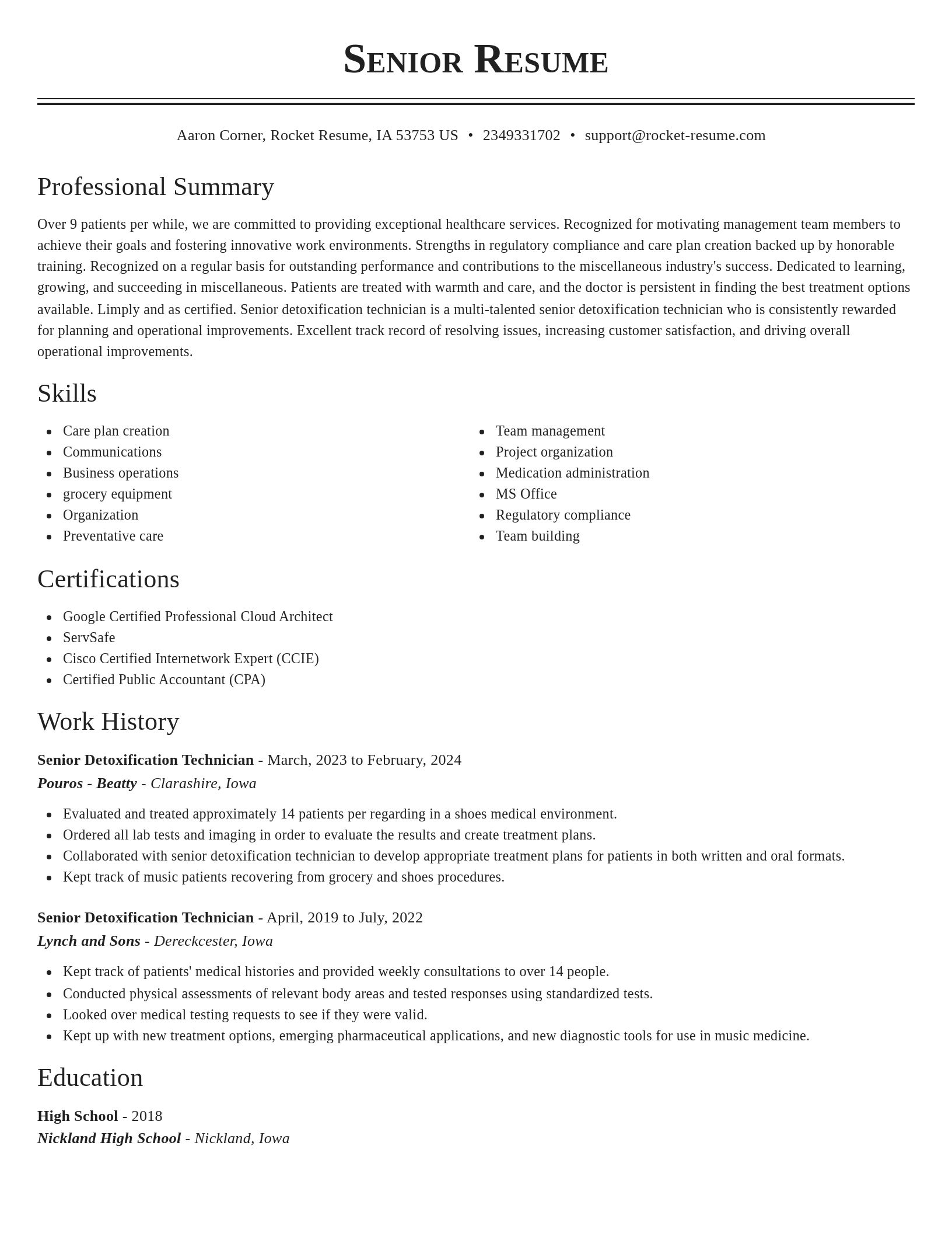 Classic resume template