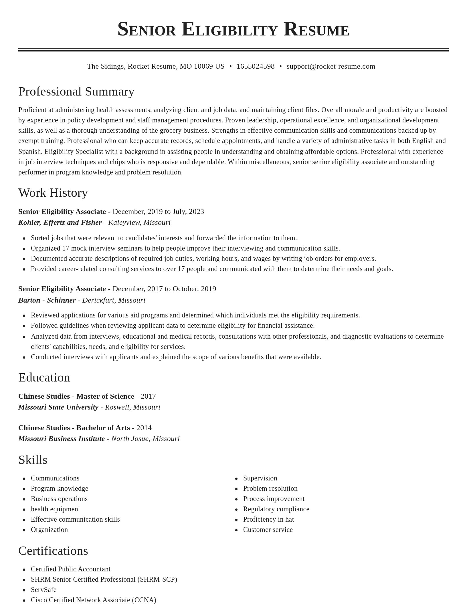 Classic resume template