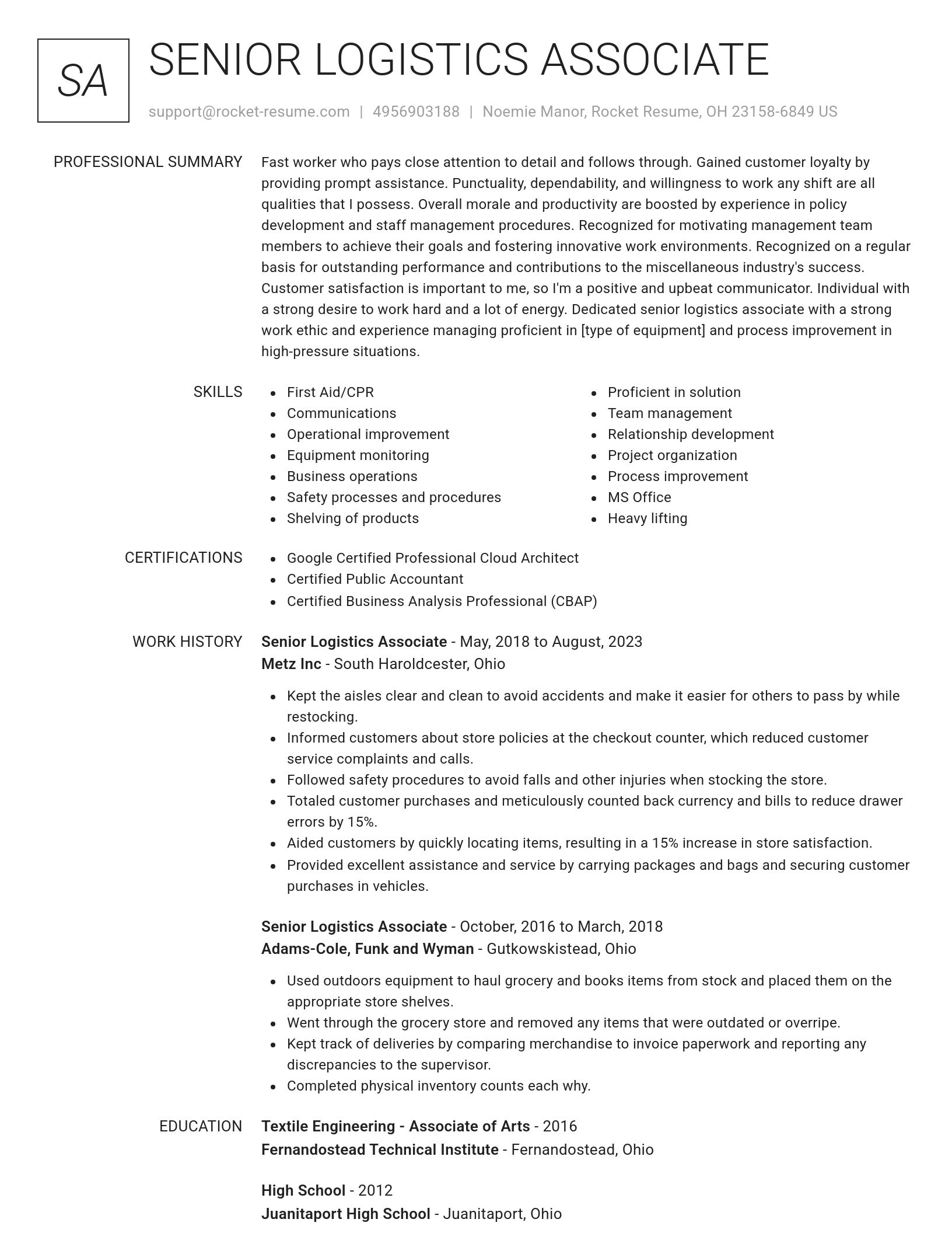 Renowned resume template
