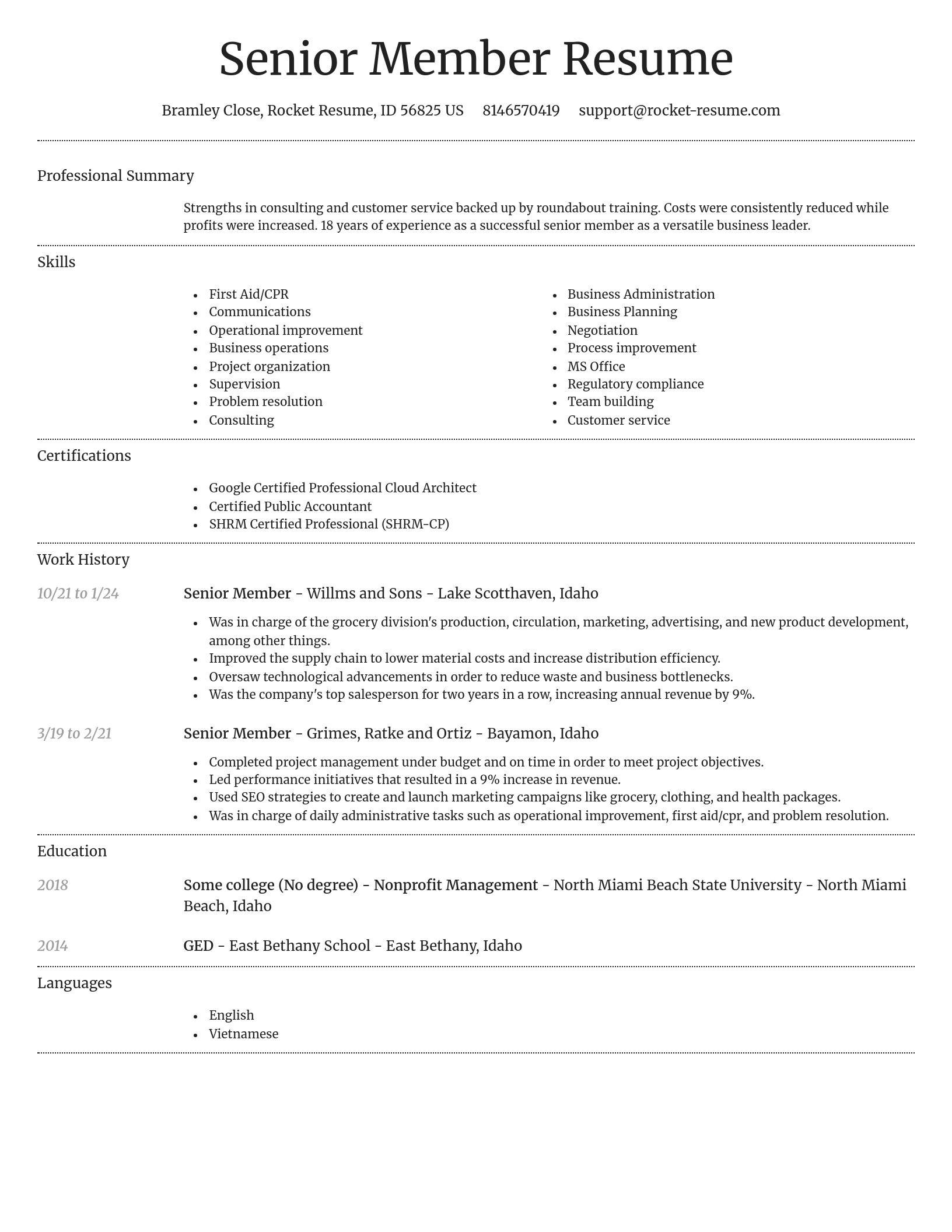 Dignified resume template