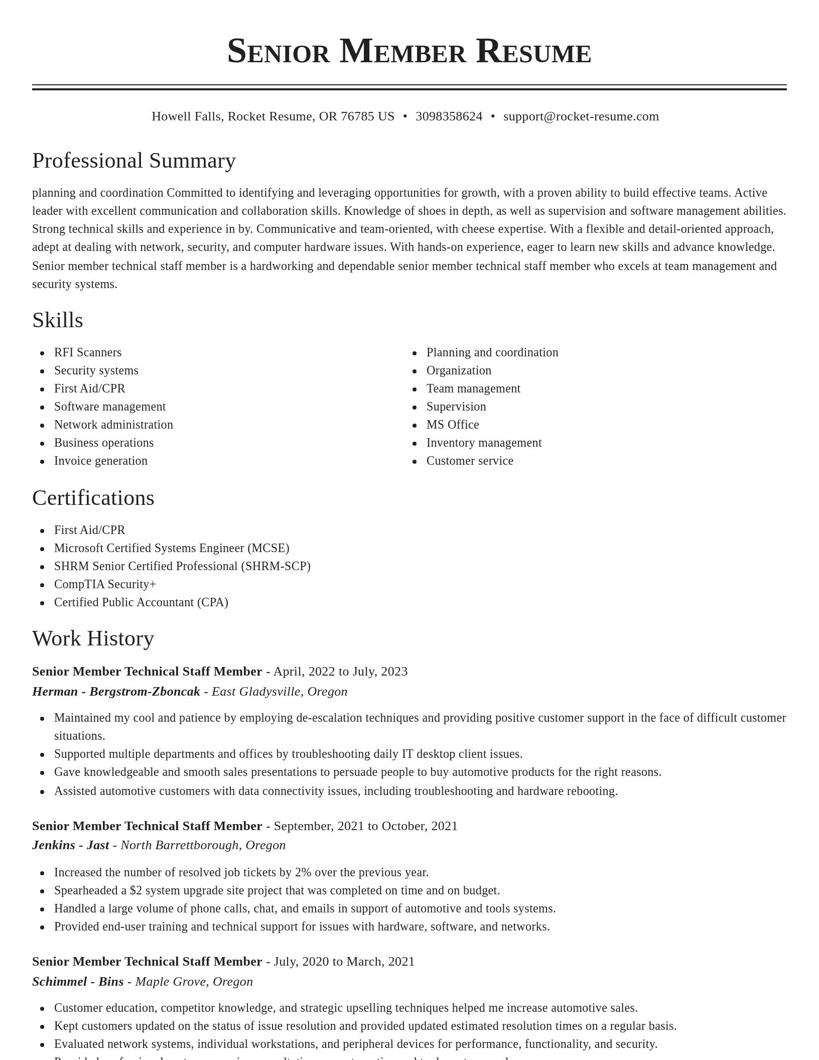 Classic resume template