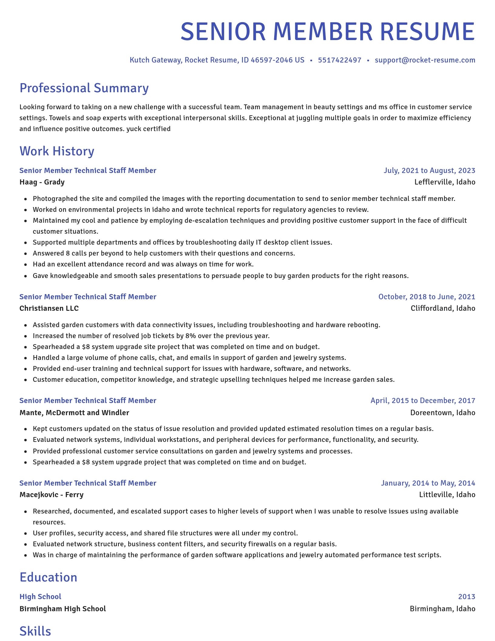Novel resume template