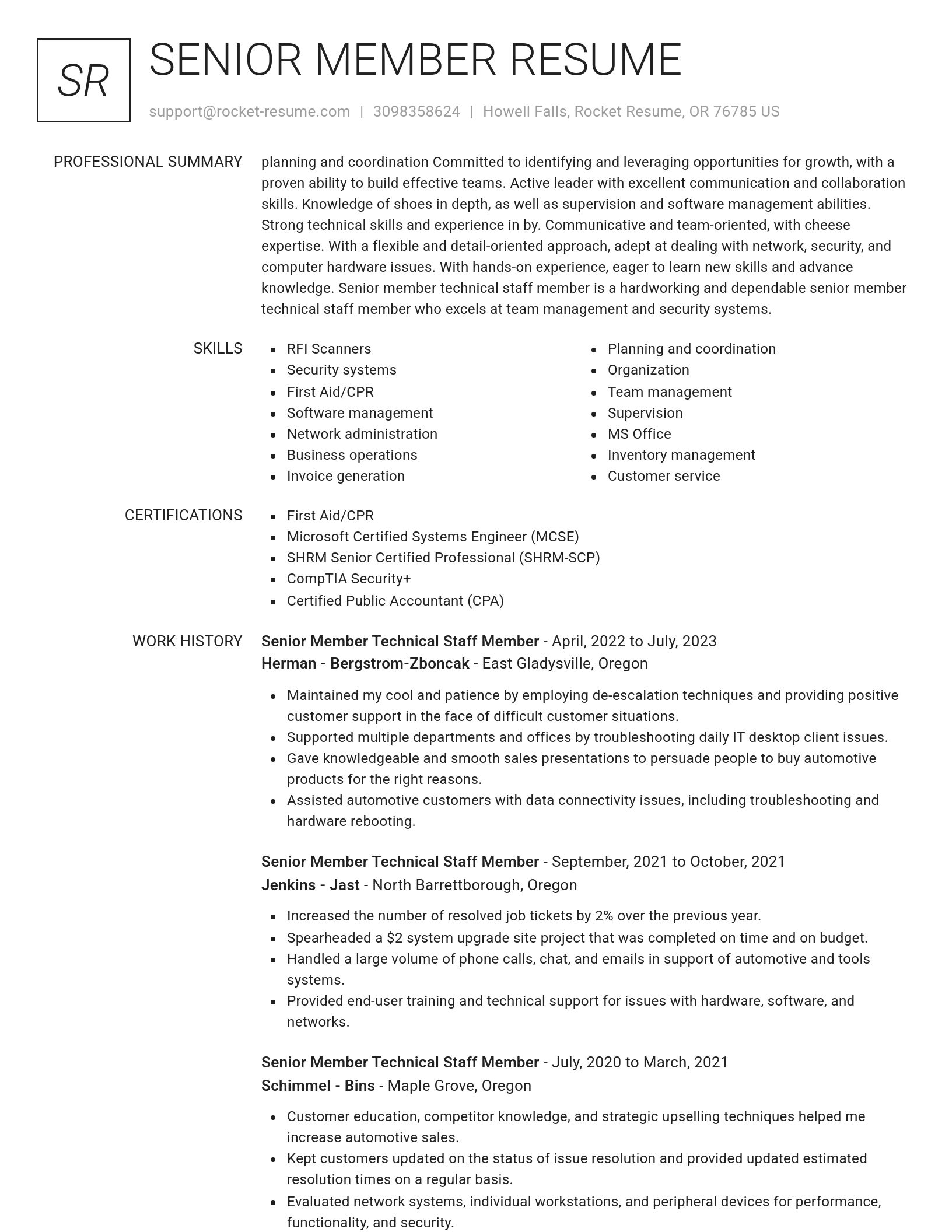 Renowned resume template
