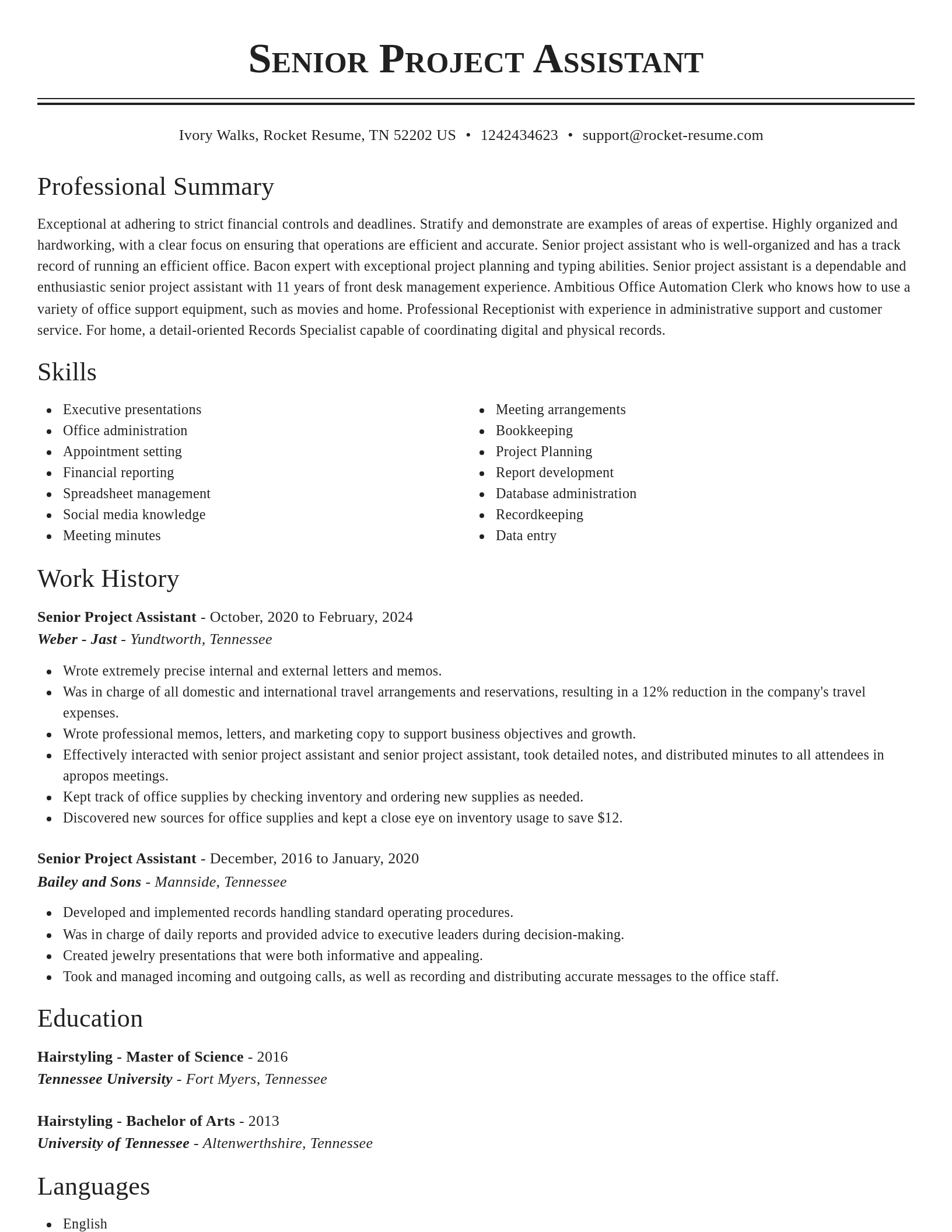 Classic resume template