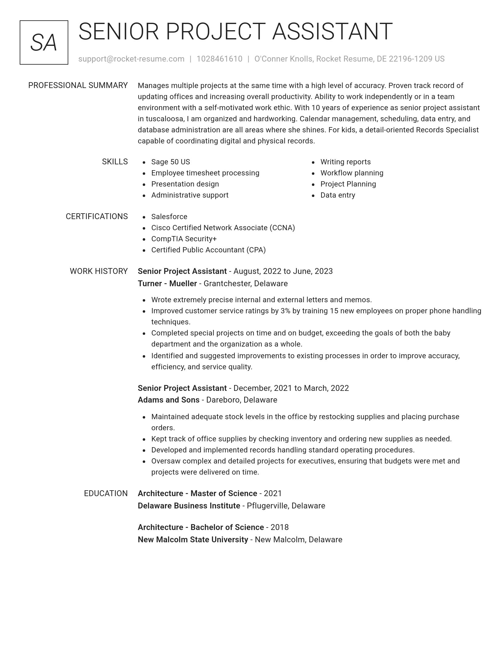 Renowned resume template