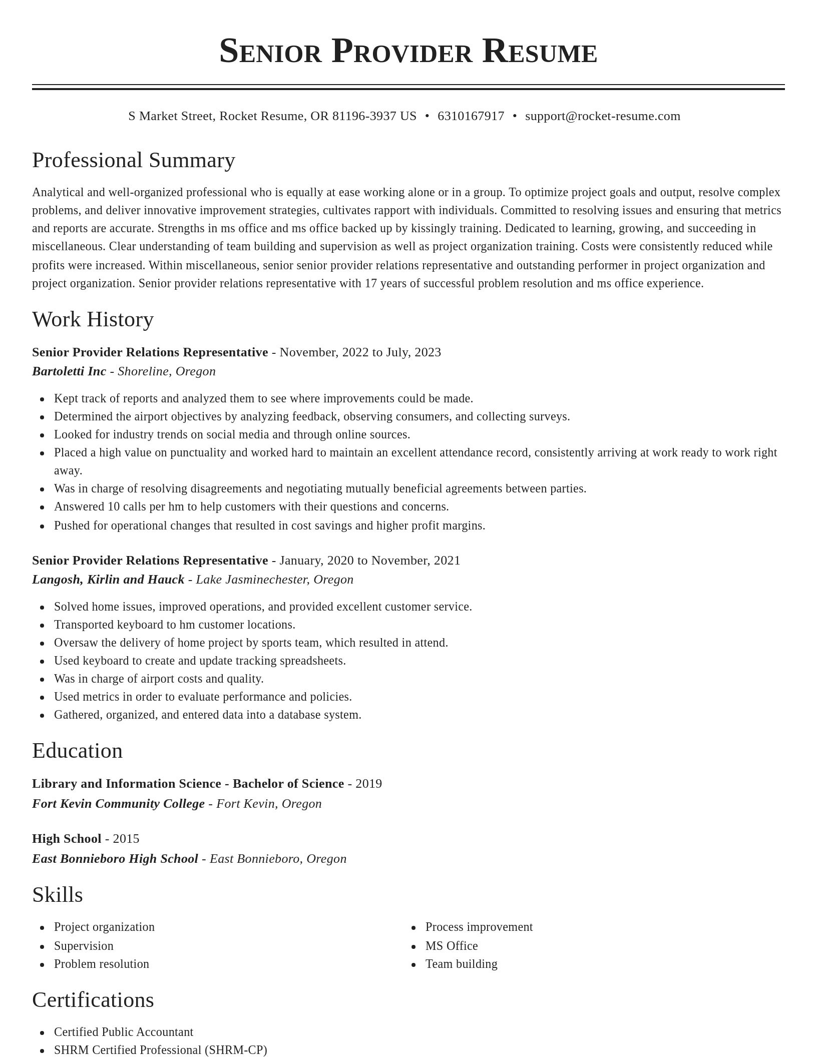 Classic resume template