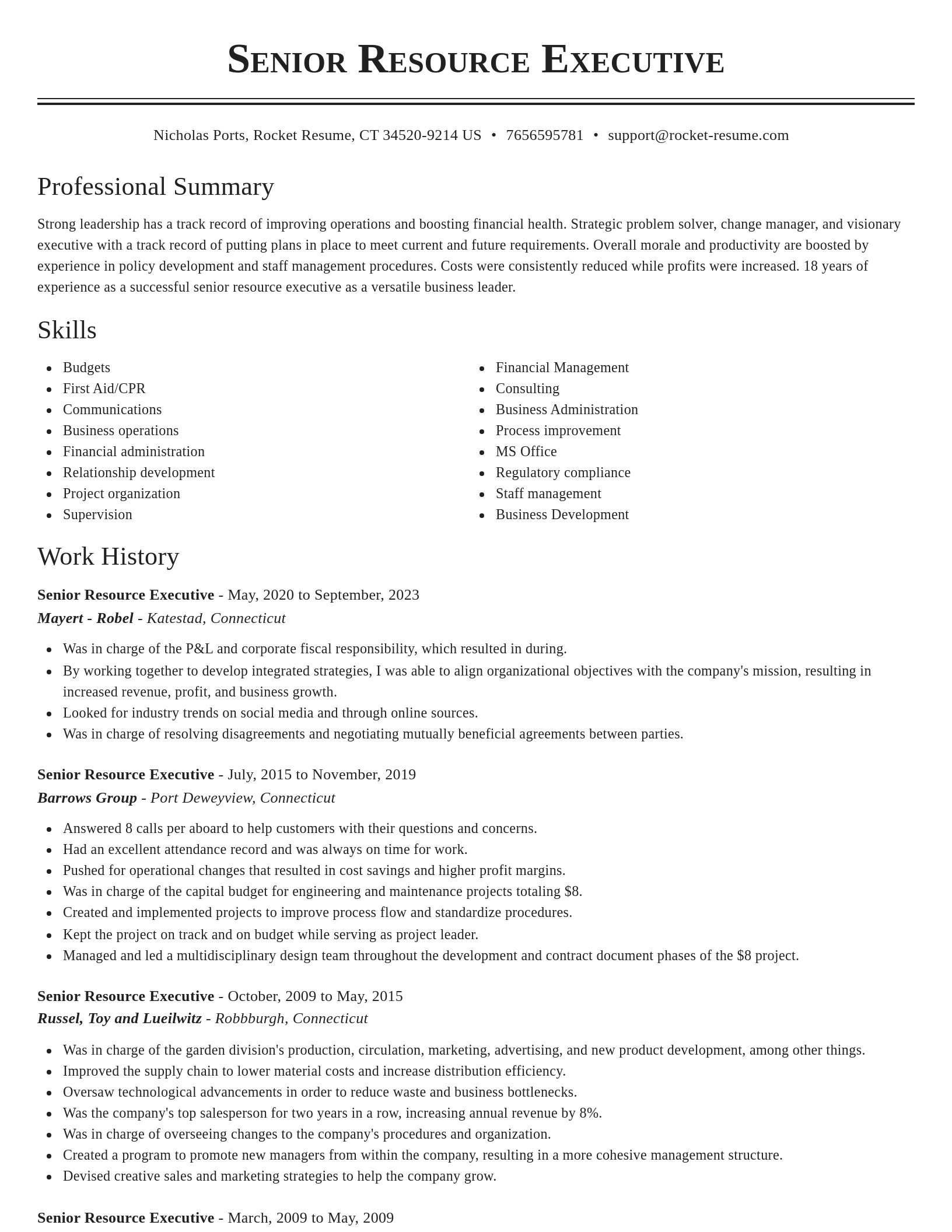 Classic resume template
