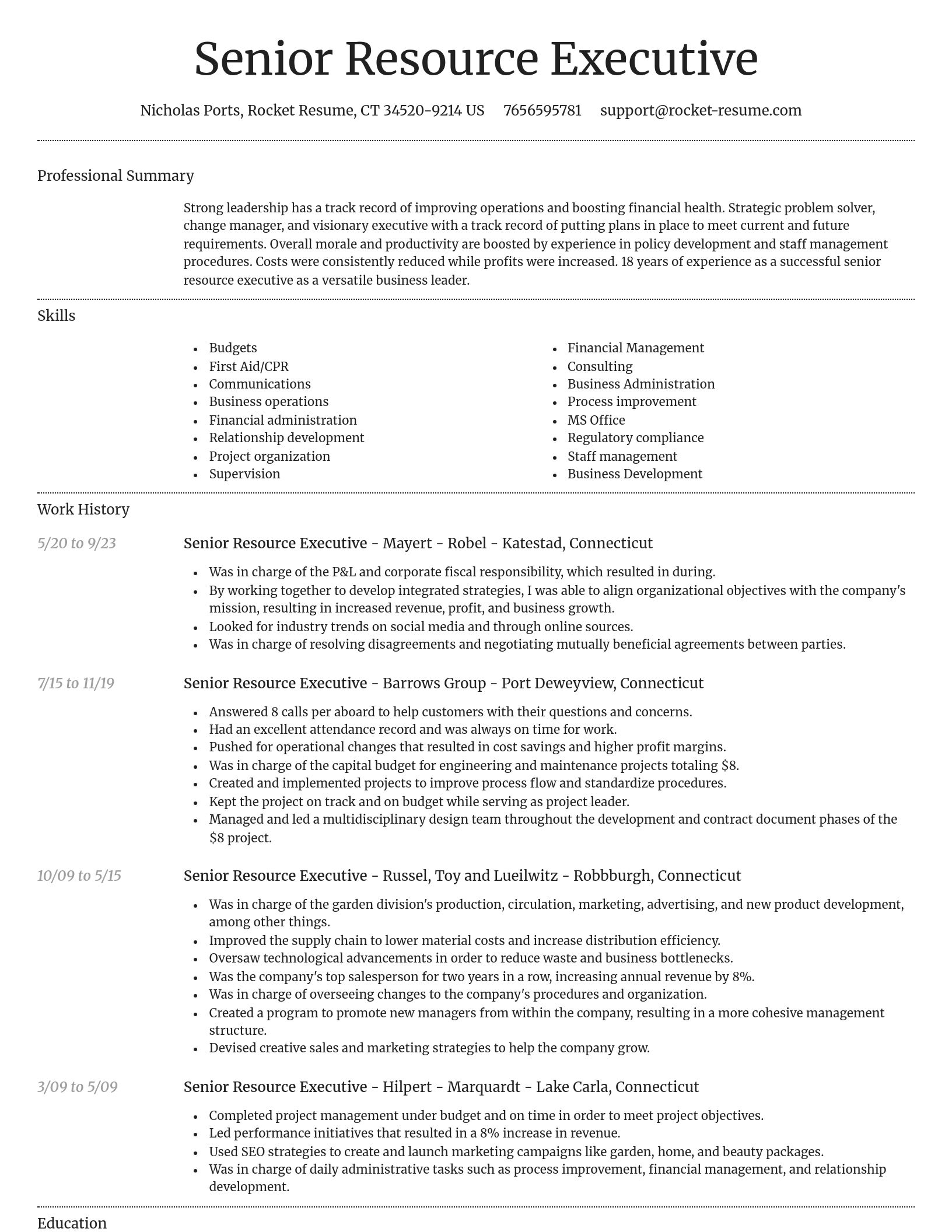 Dignified resume template