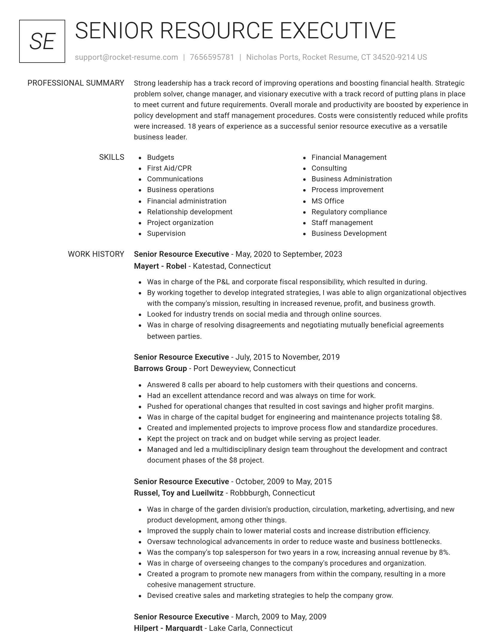 Renowned resume template
