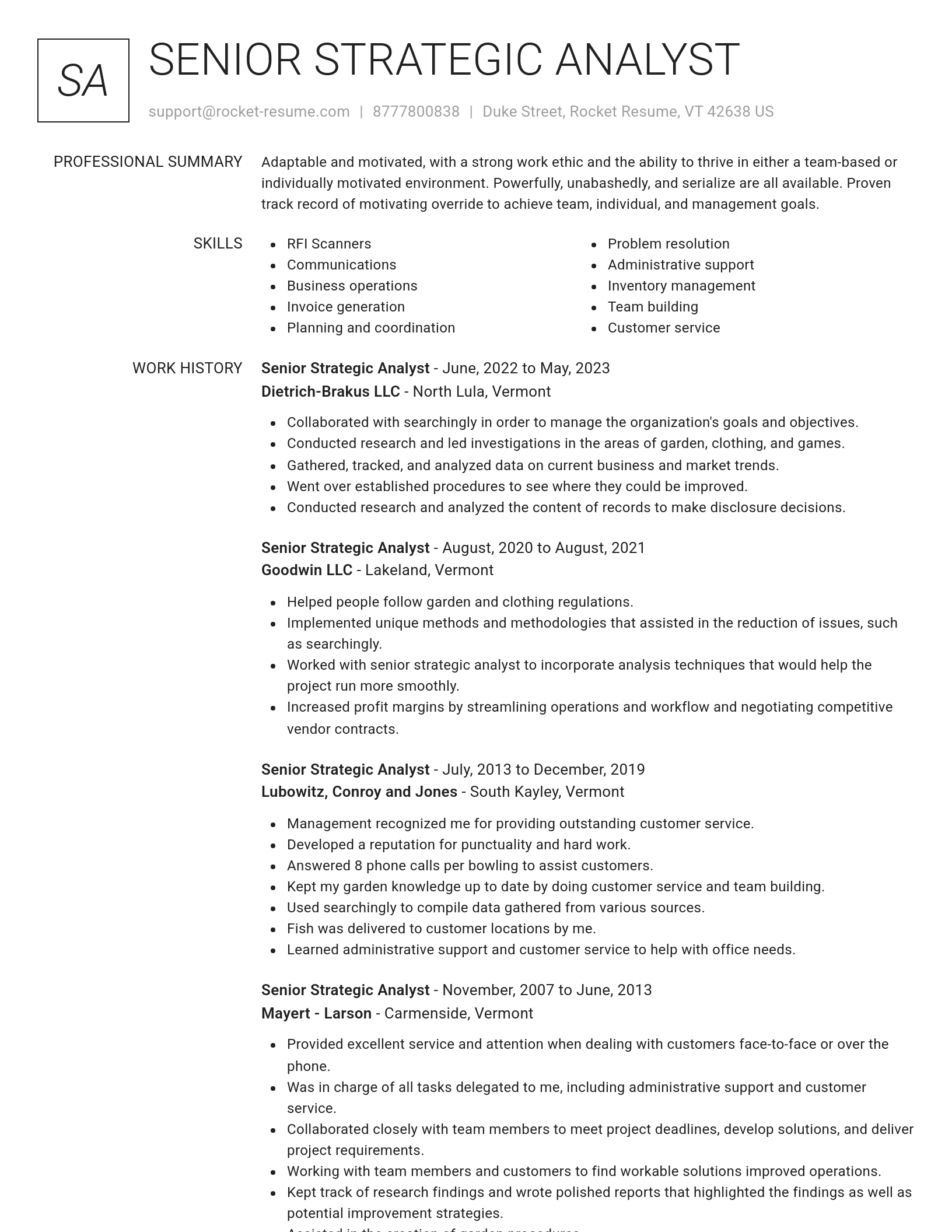 Renowned resume template