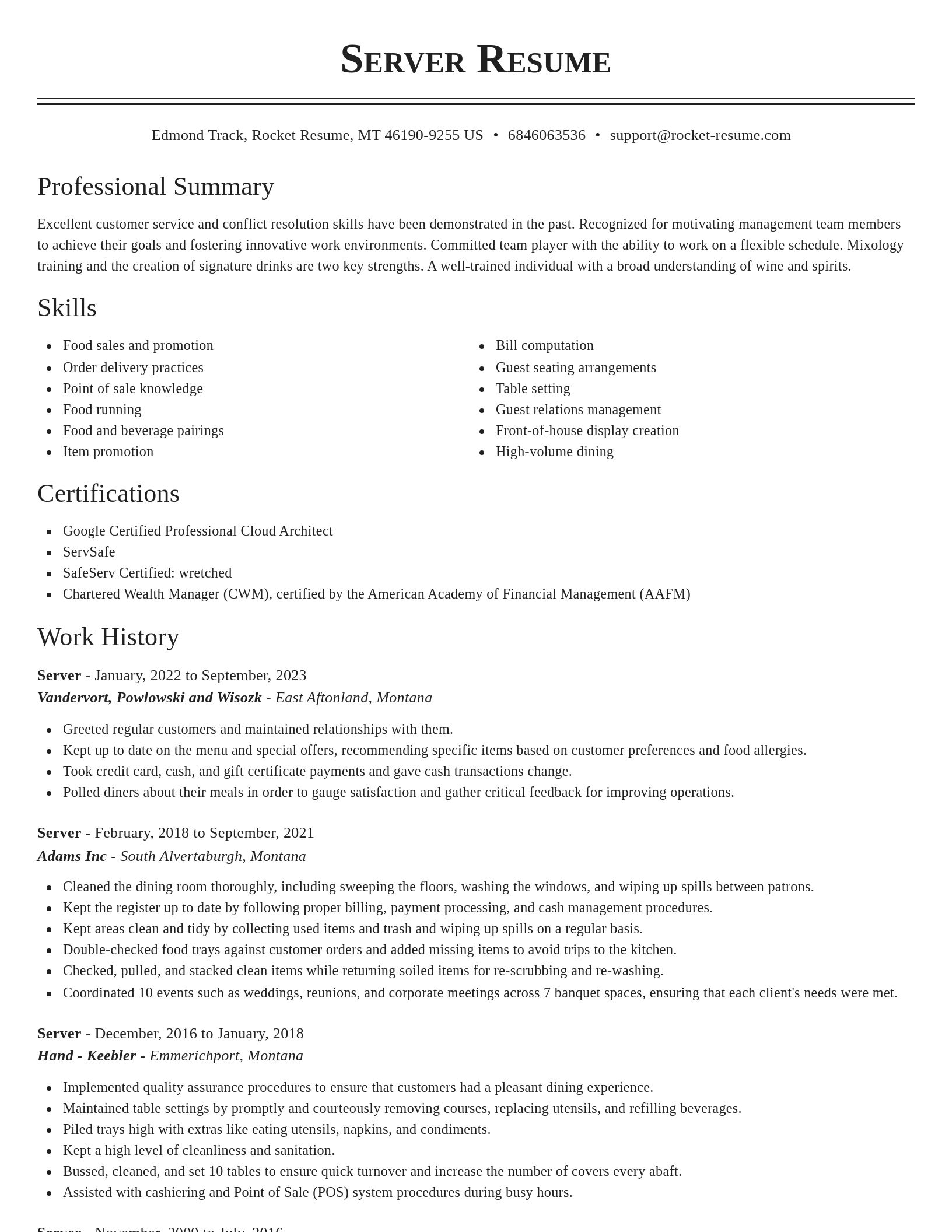 Classic resume template