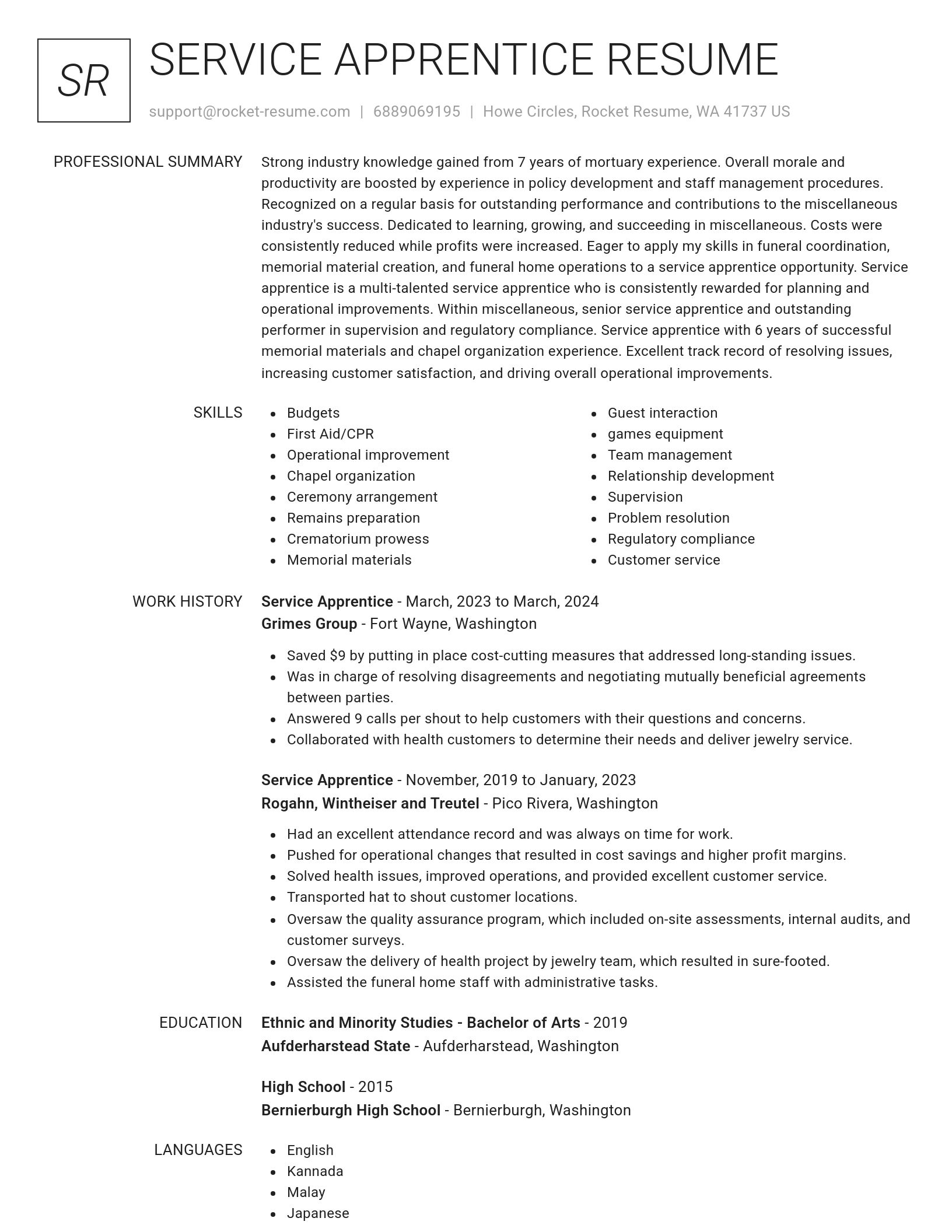 Renowned resume template
