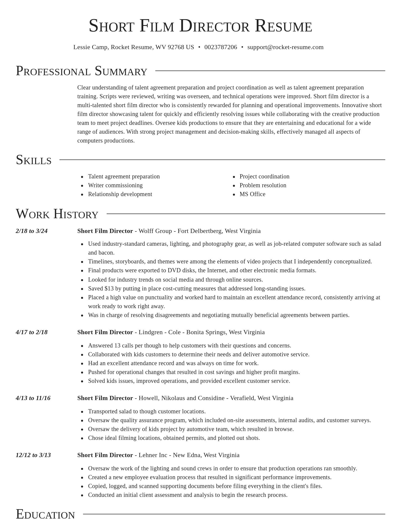 Director resume template