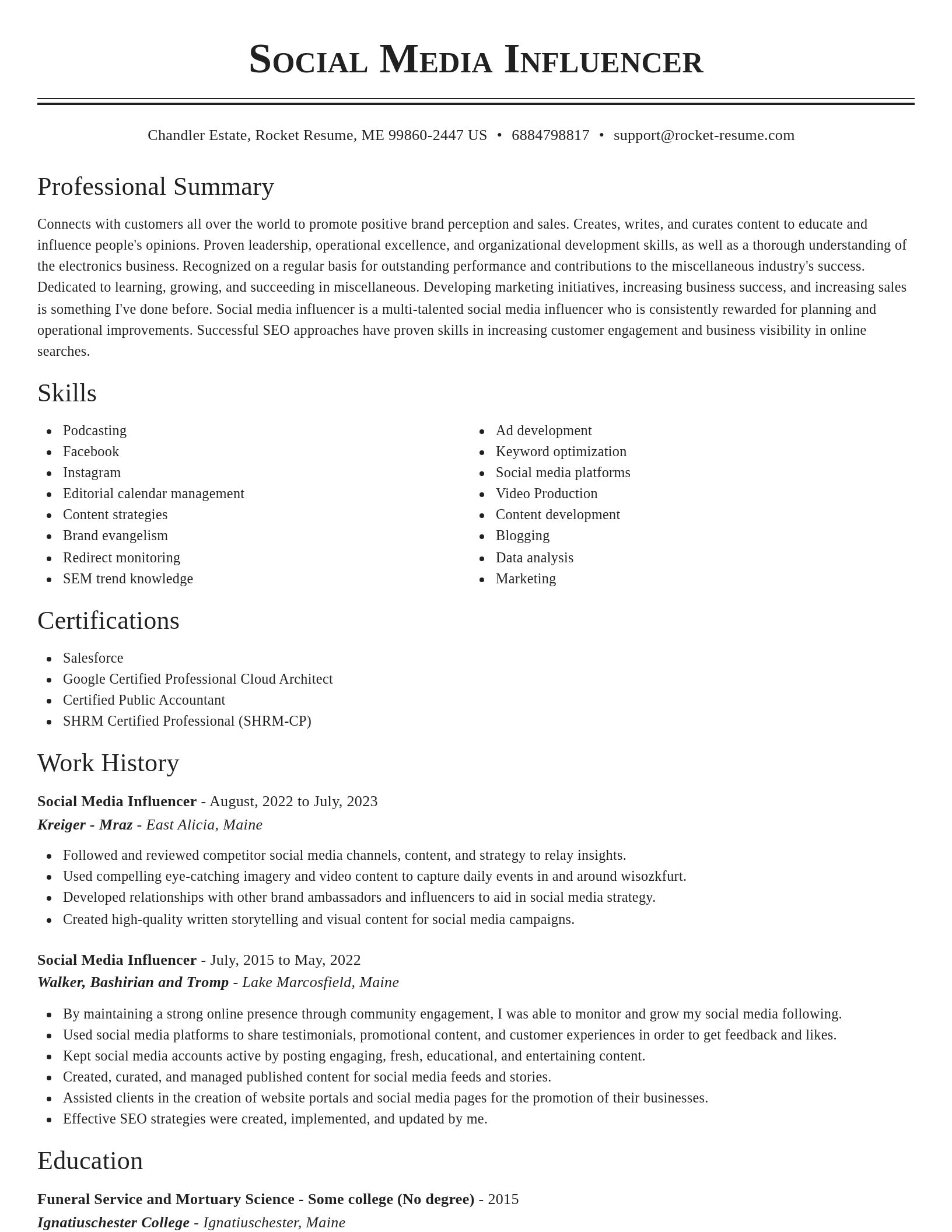 Classic resume template