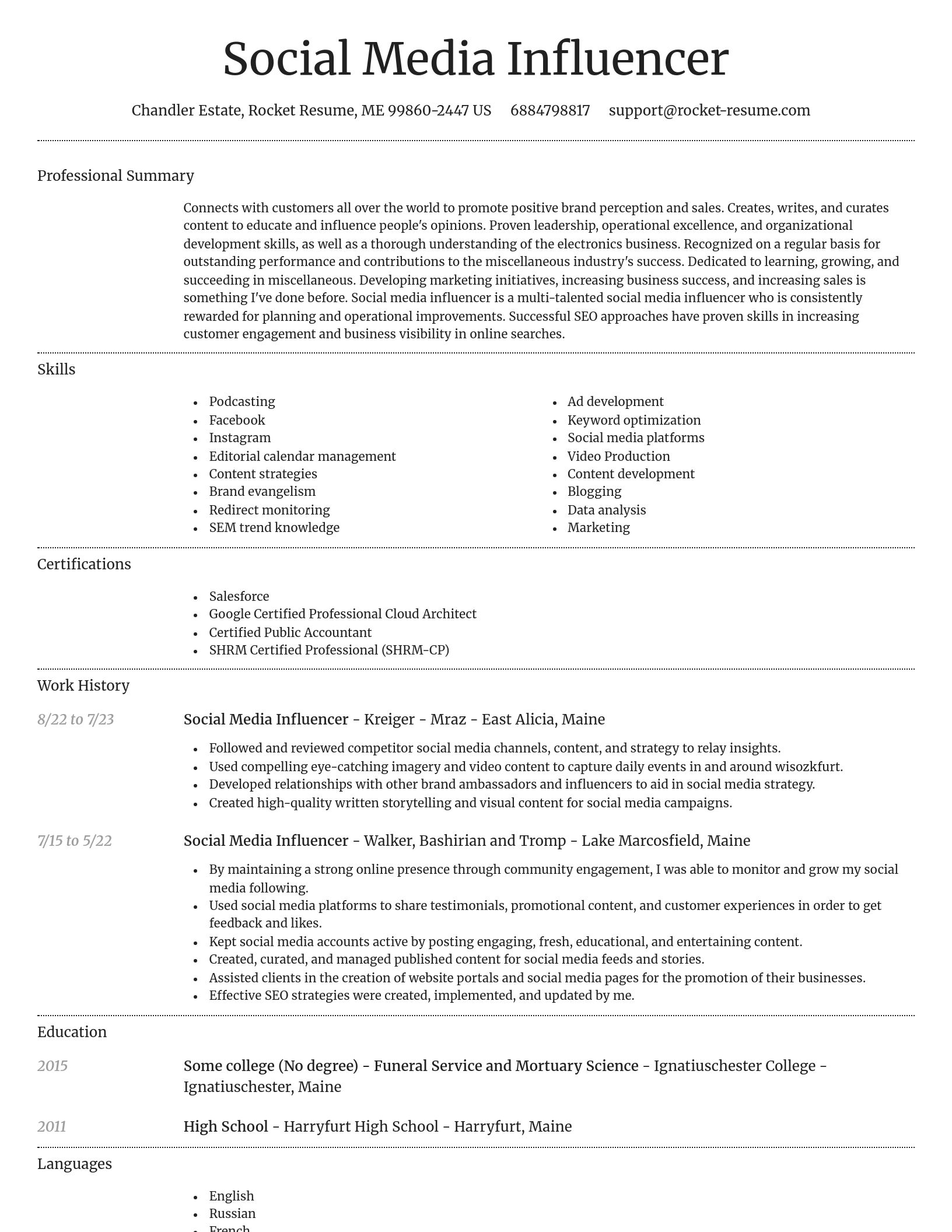 Dignified resume template
