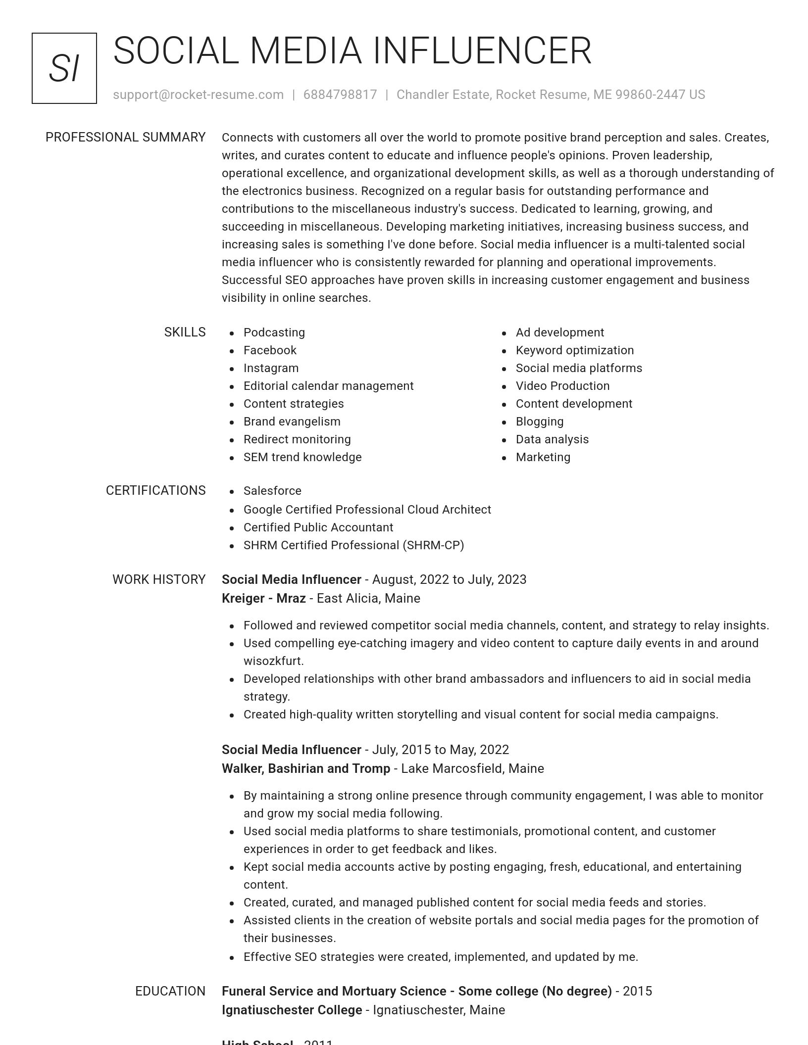 Renowned resume template