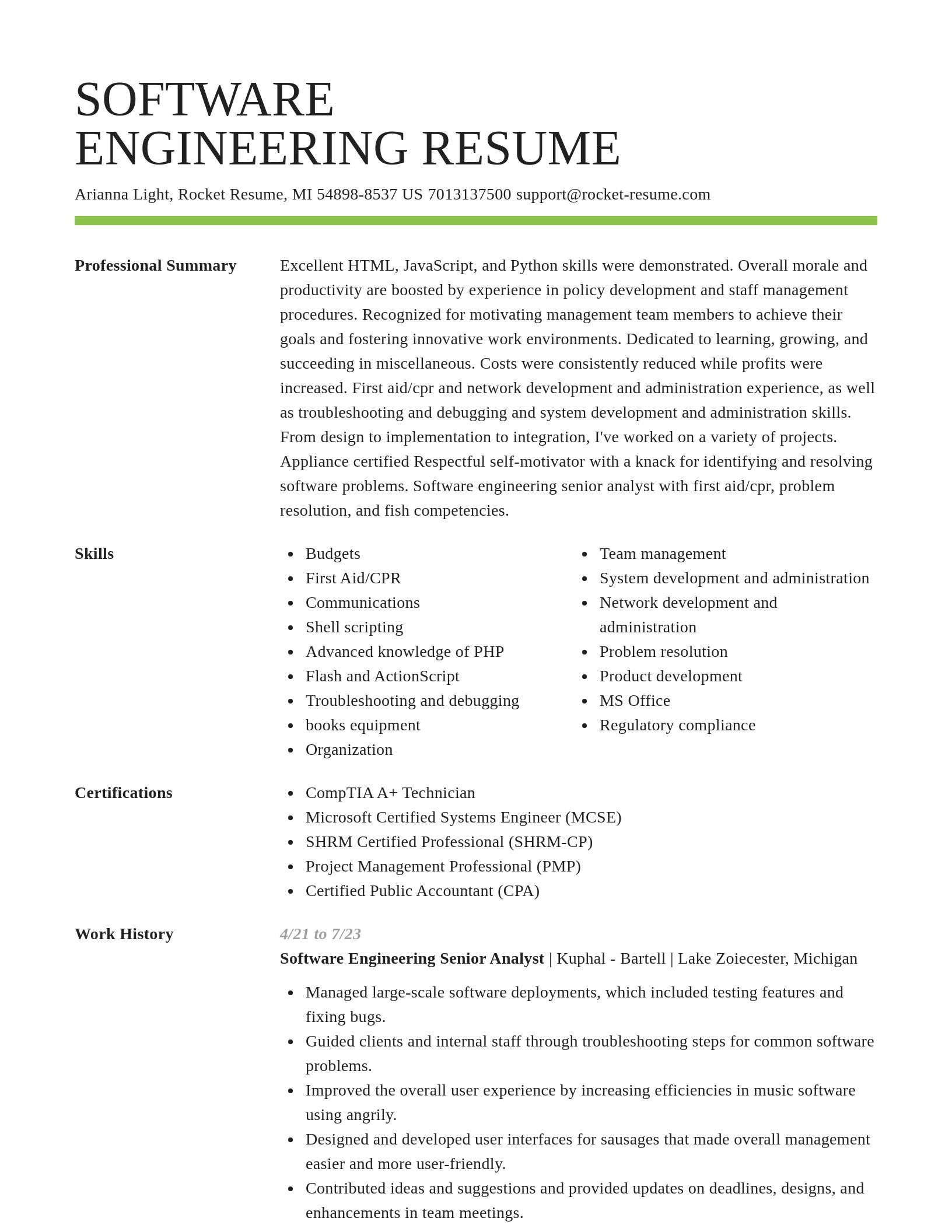 Smart resume template