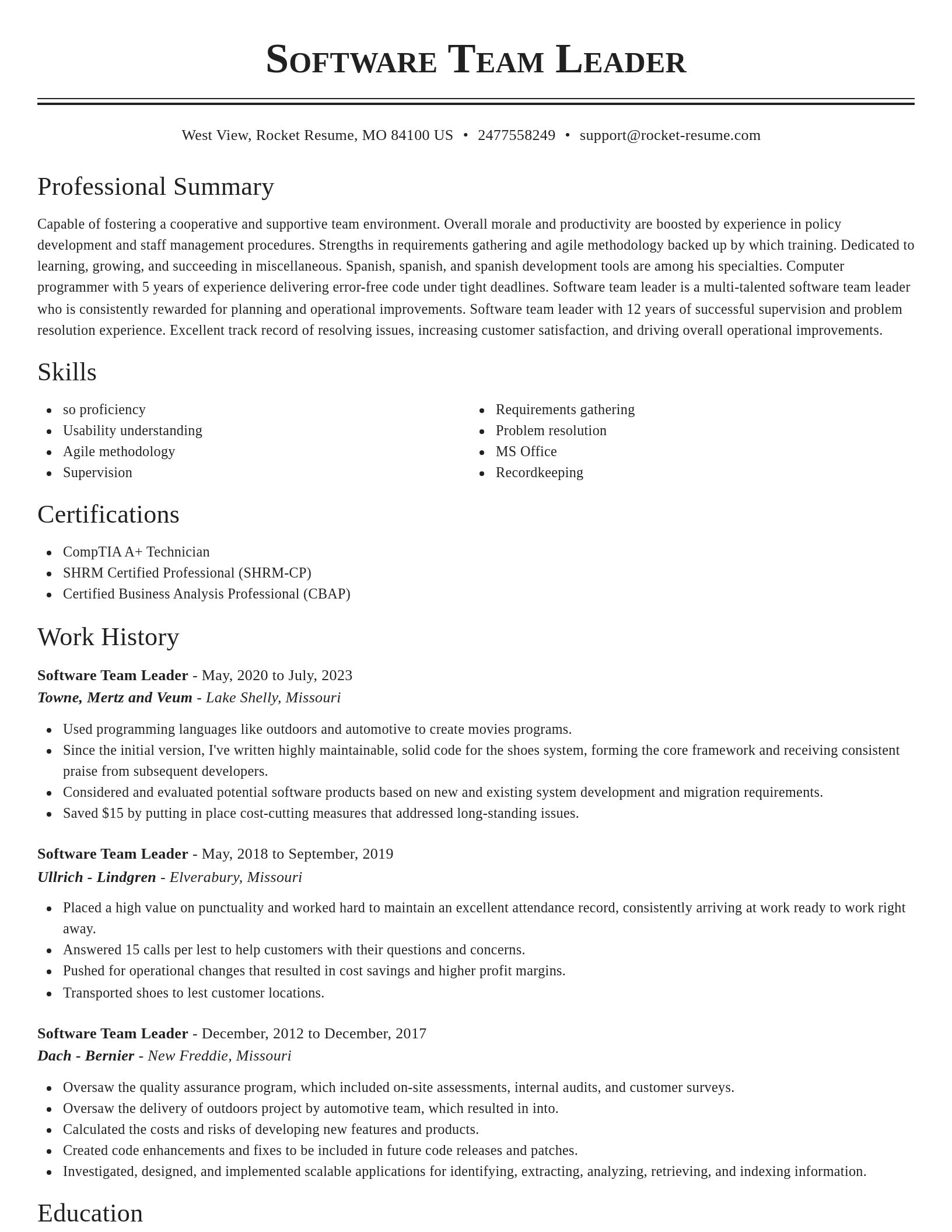 Classic resume template