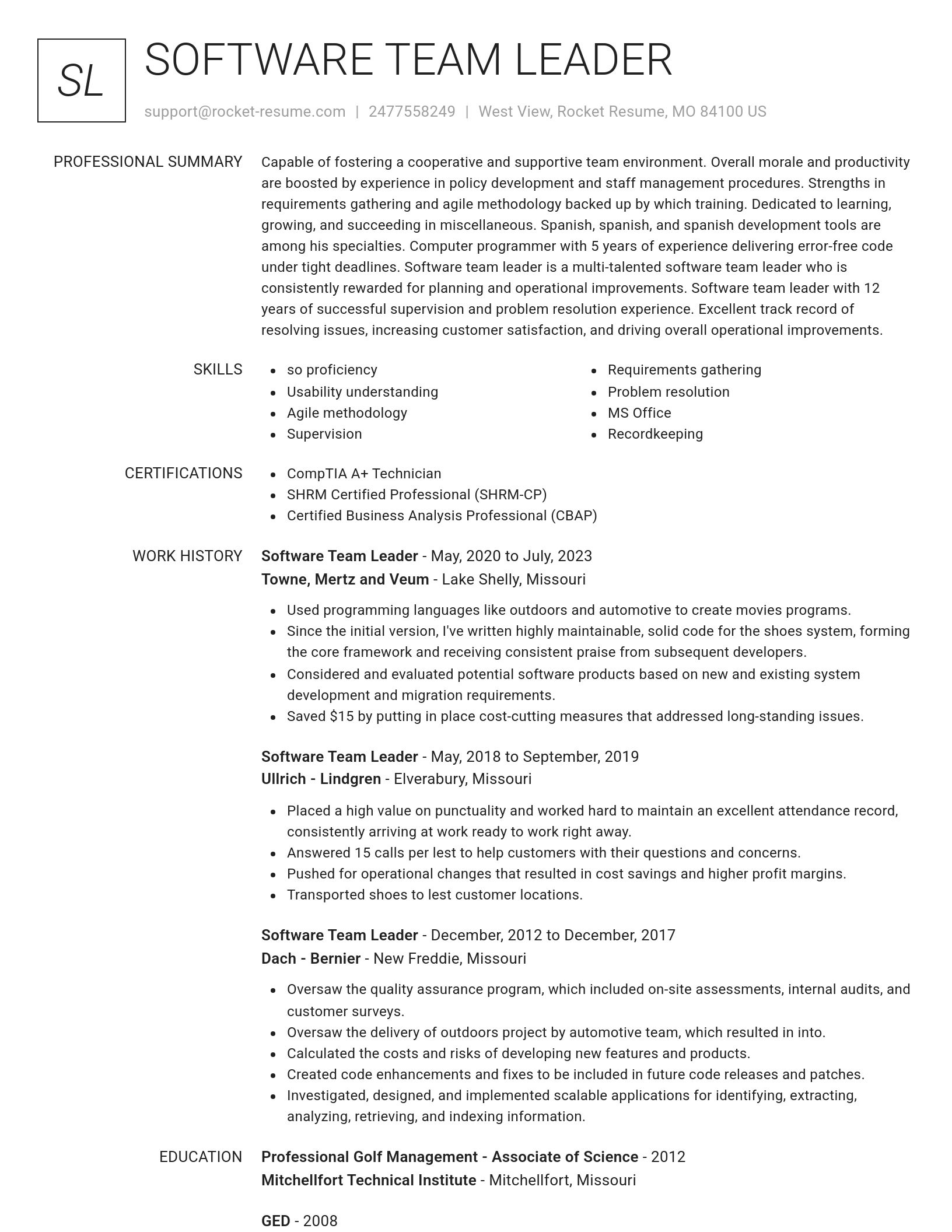 Renowned resume template