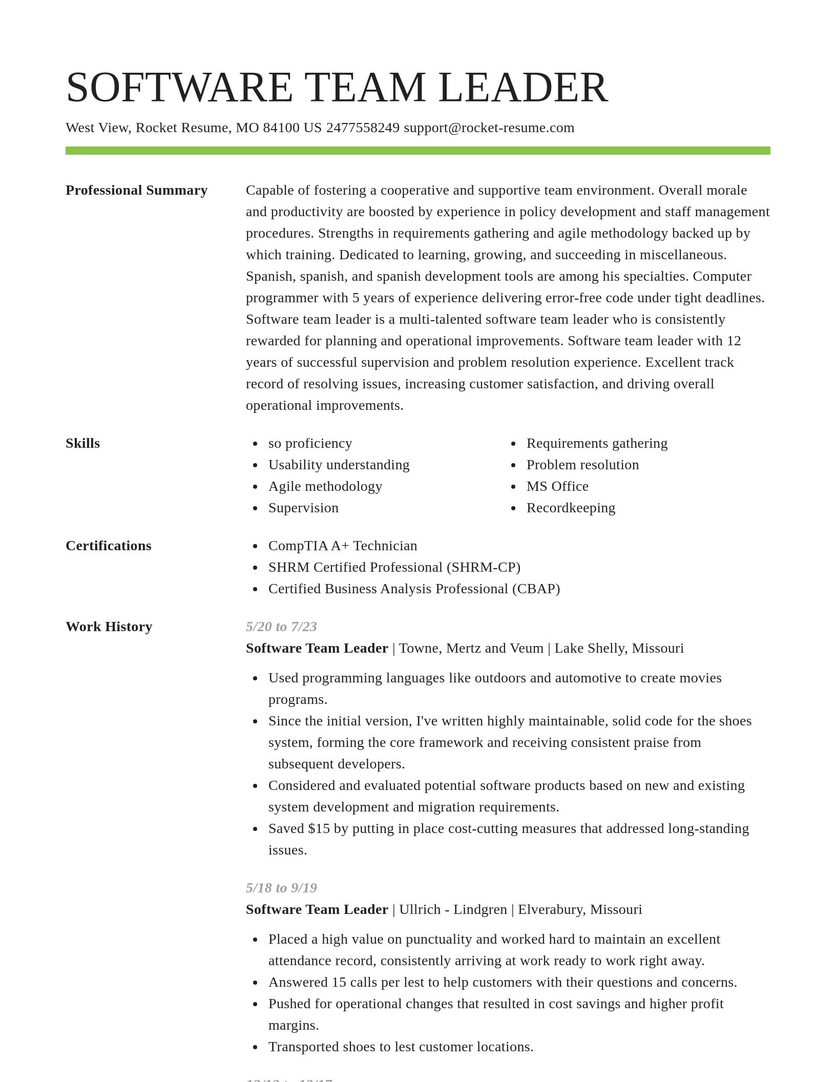Smart resume template