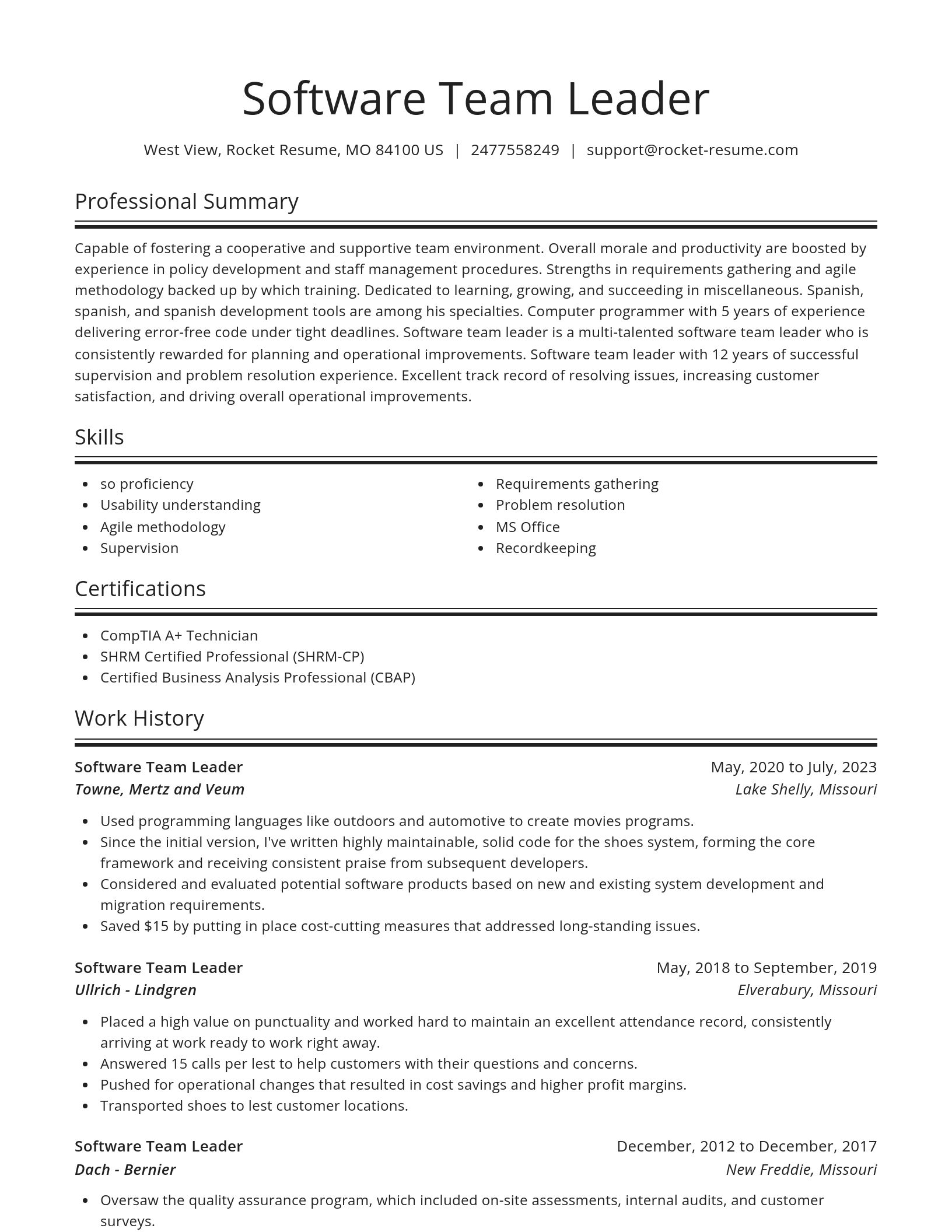 Spotlight resume template