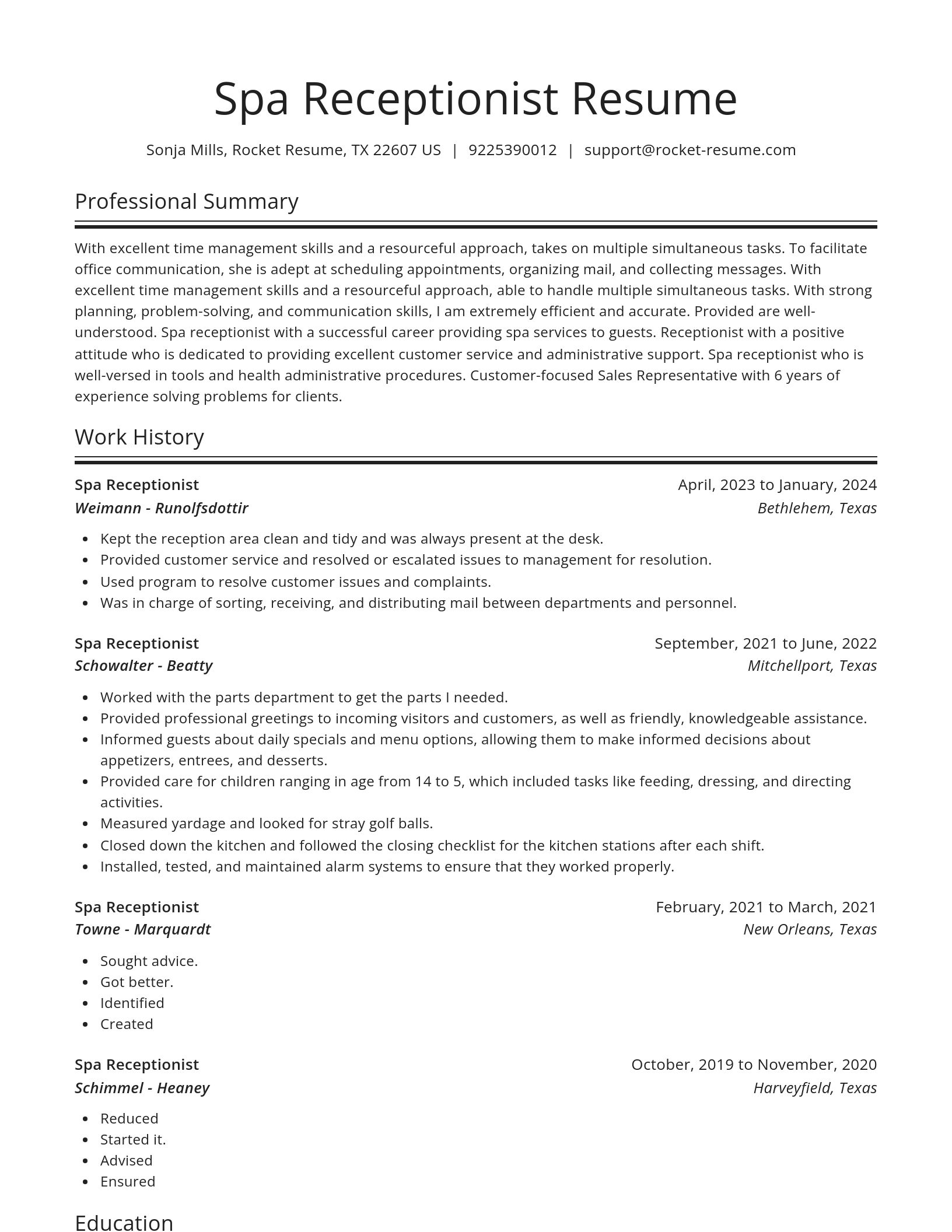Spotlight resume template