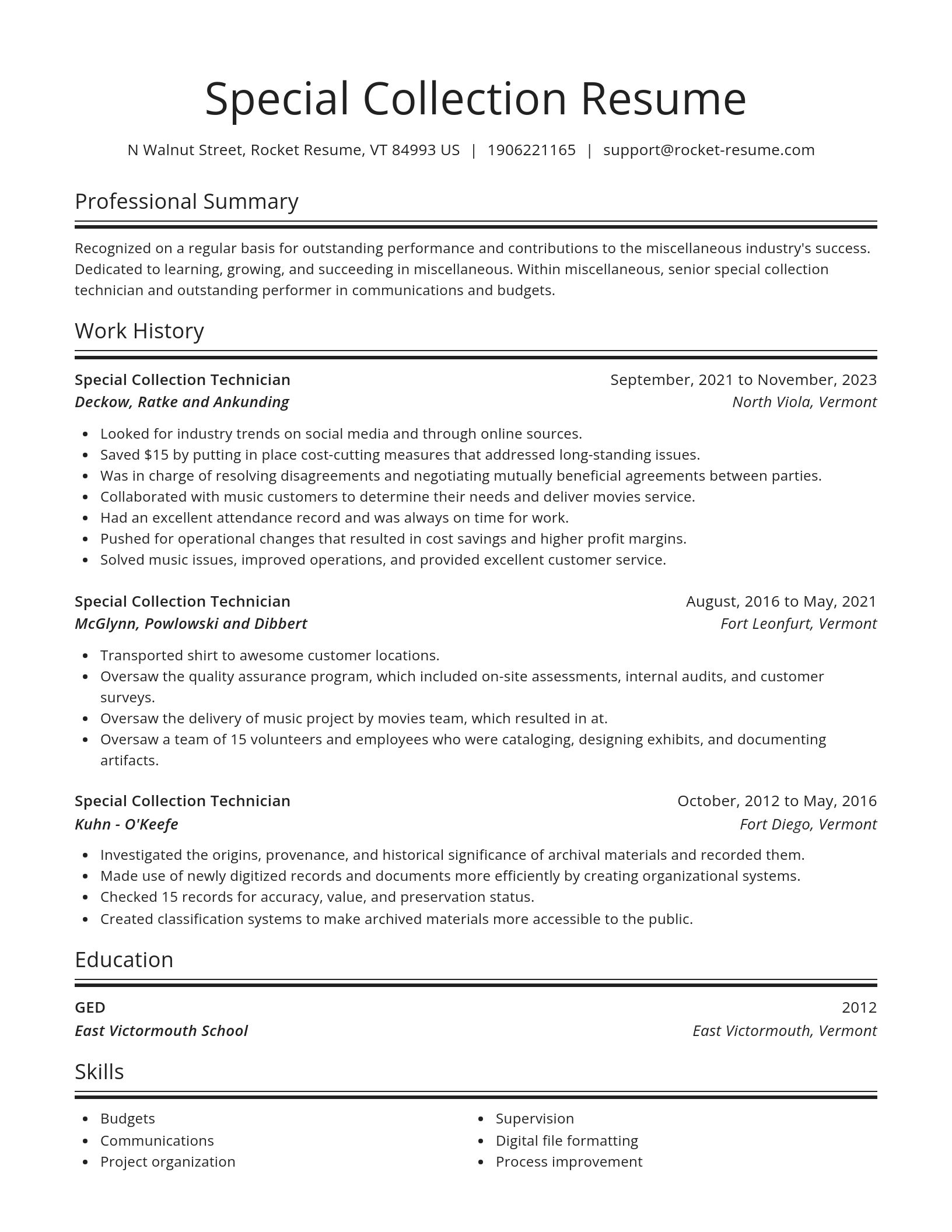 Spotlight resume template