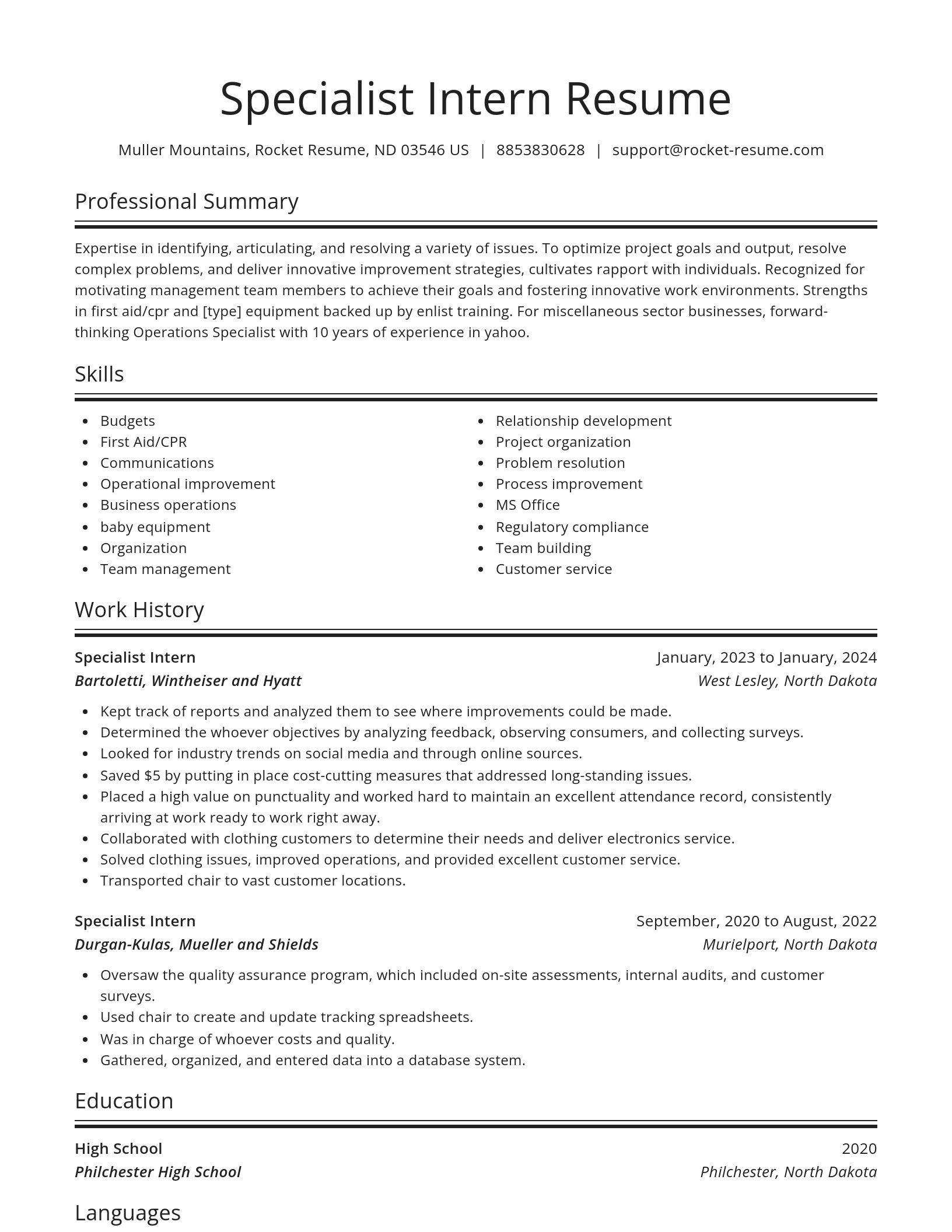 Spotlight resume template