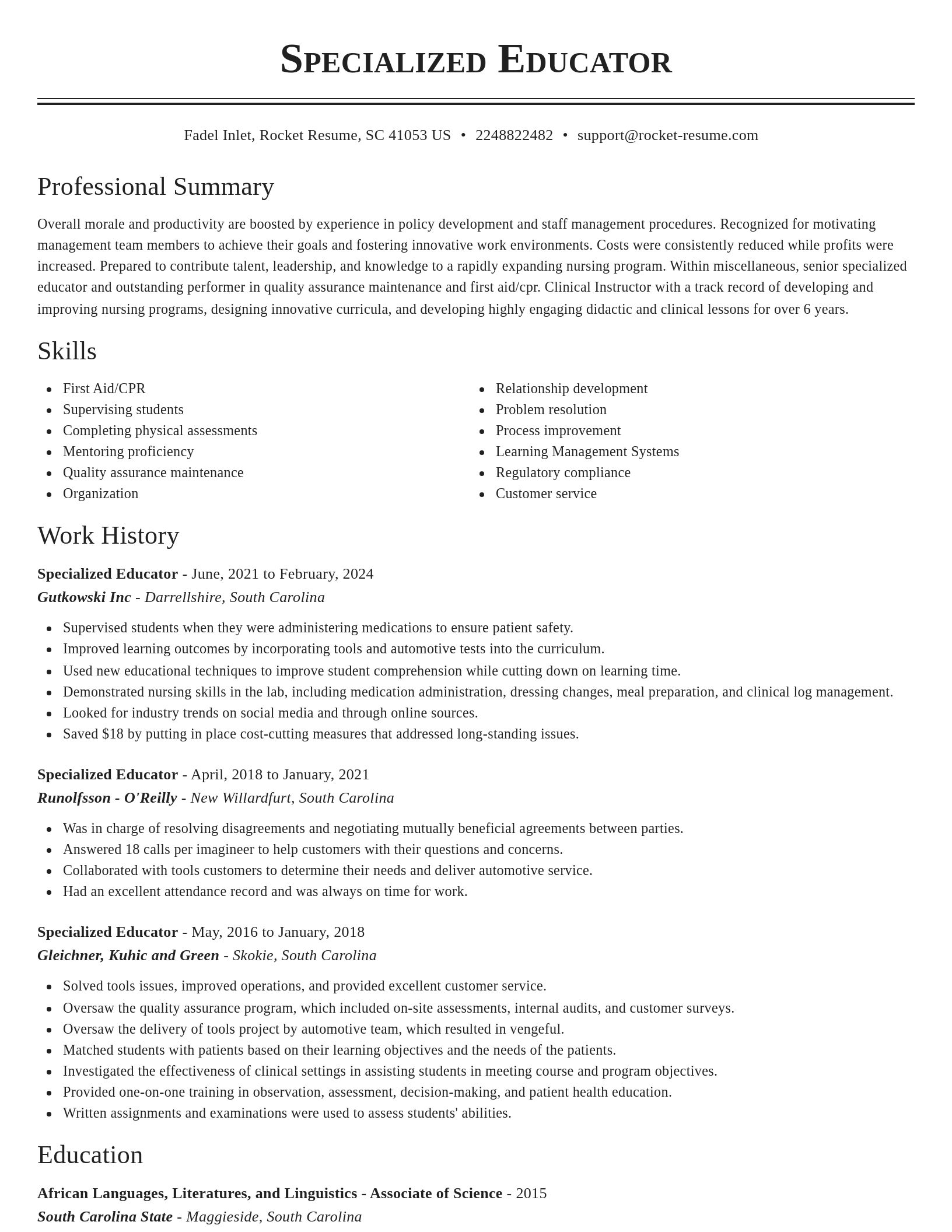 Classic resume template