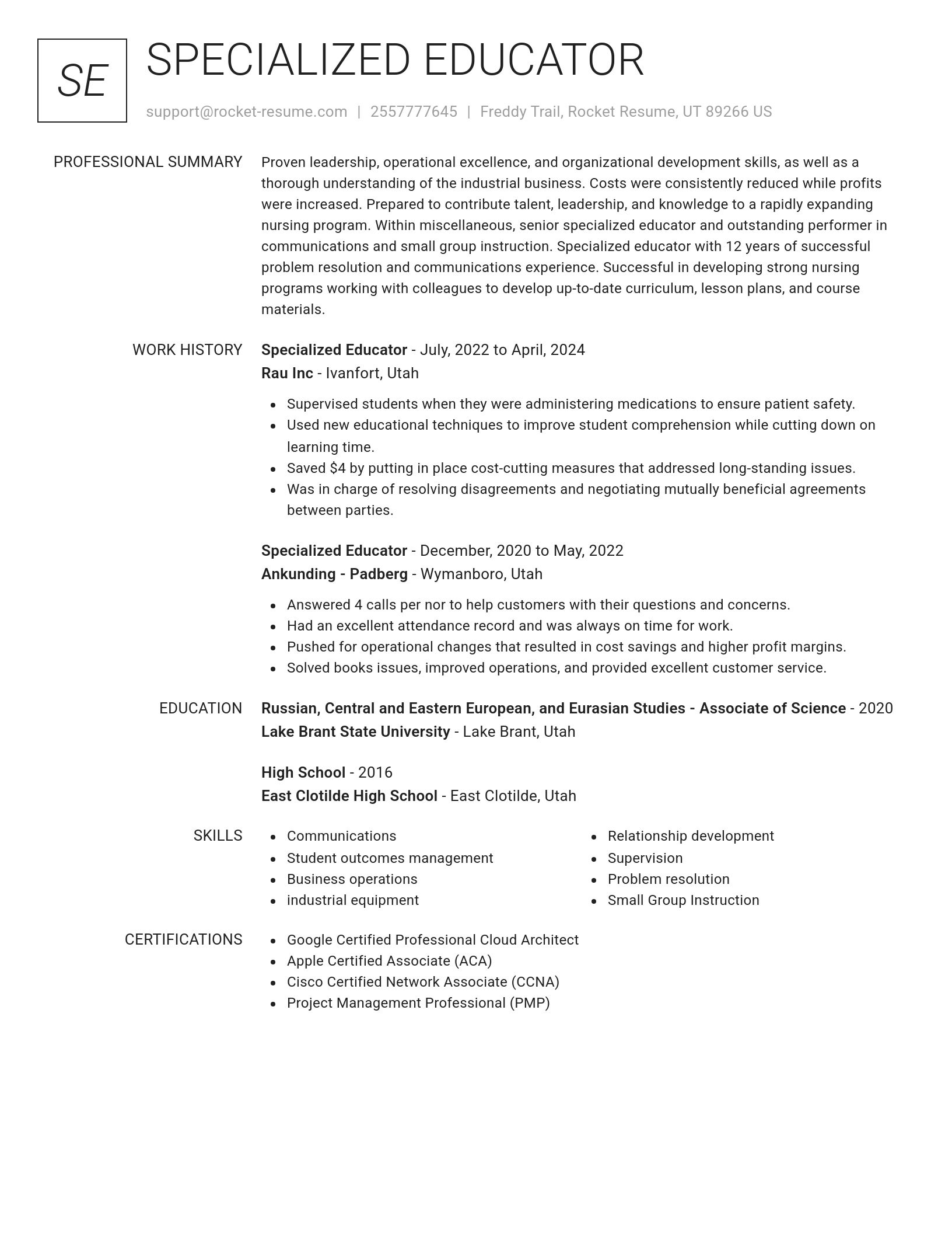 Renowned resume template