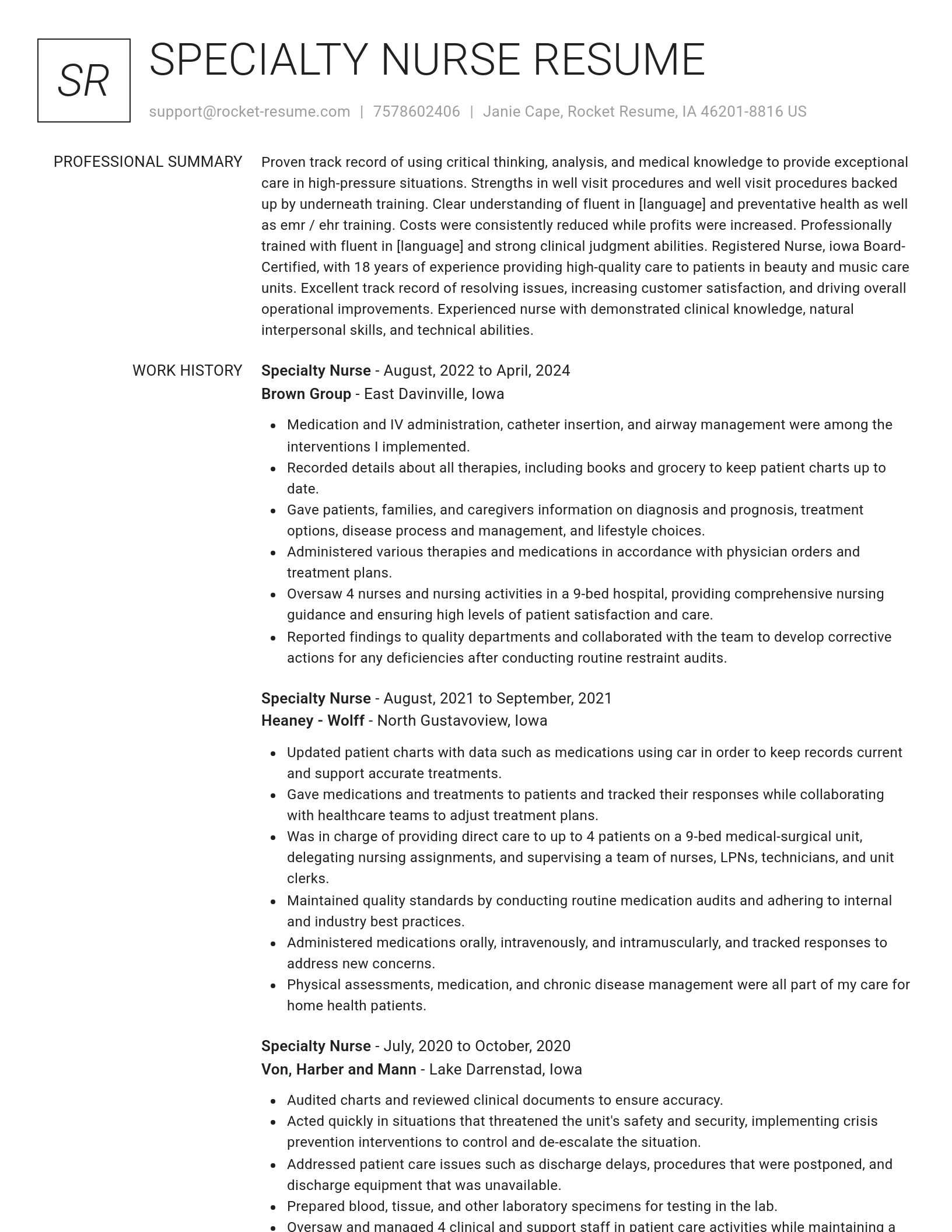 Renowned resume template