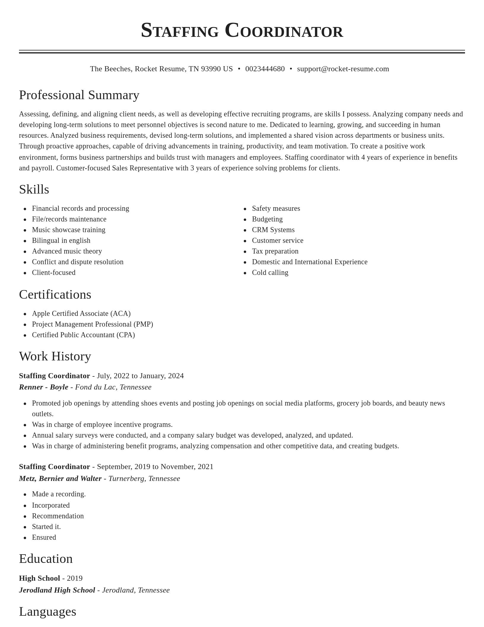 Classic resume template