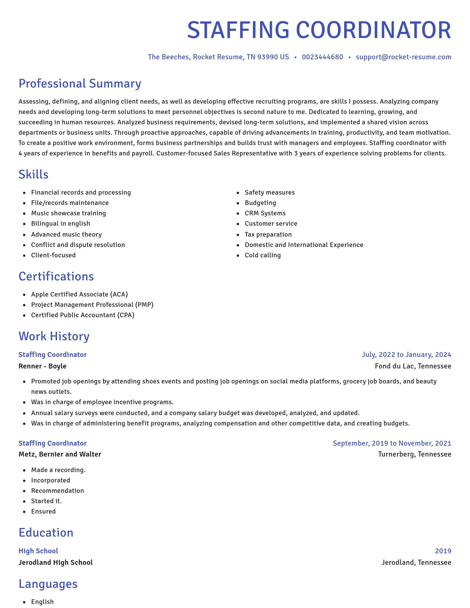 Novel resume template